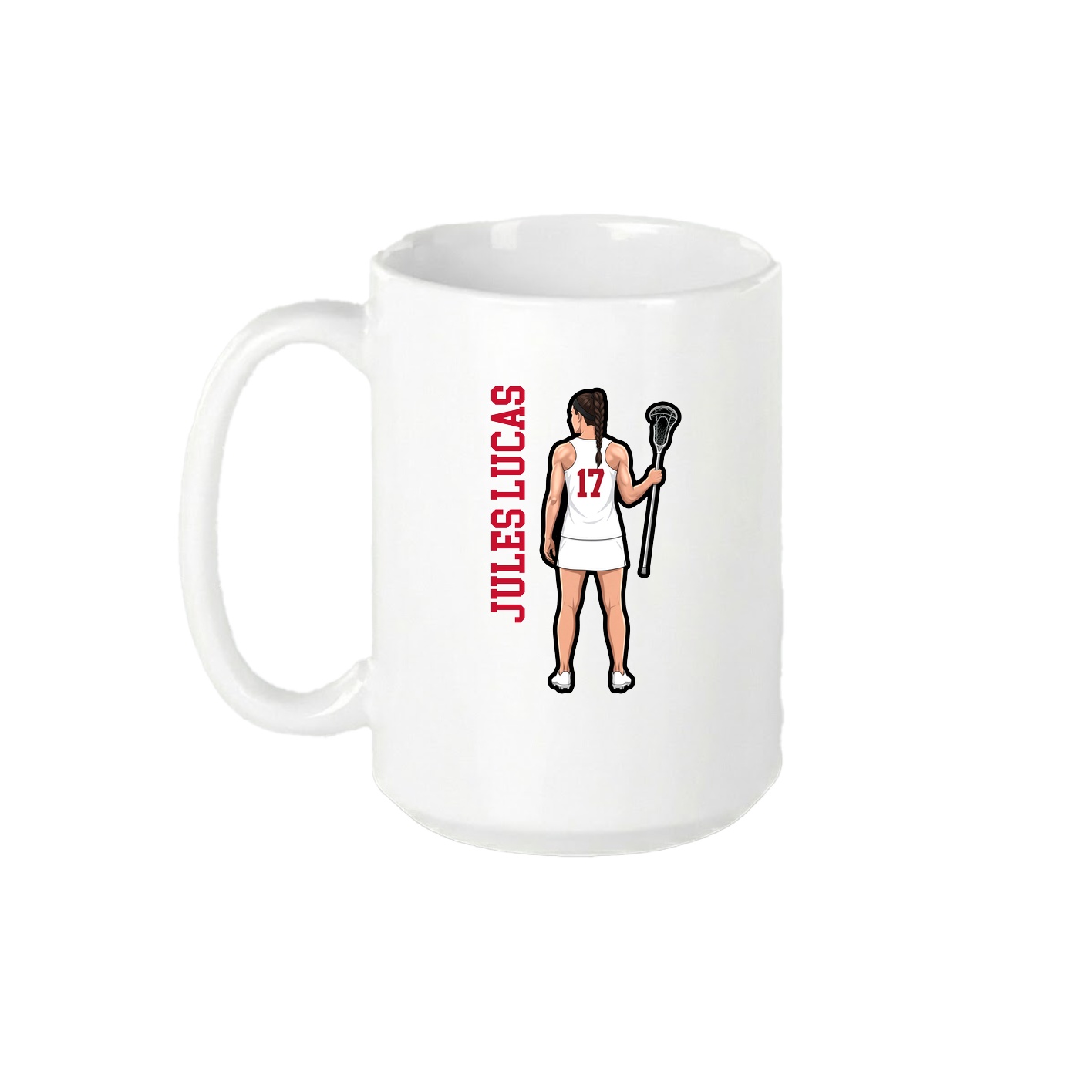 15oz Coffee Mug — Name Vertical in White