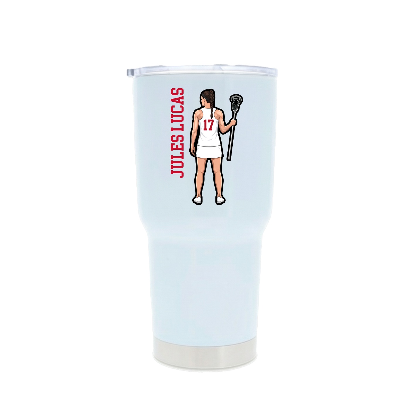 30oz Stainless Steel Tumbler — Name Vertical in White