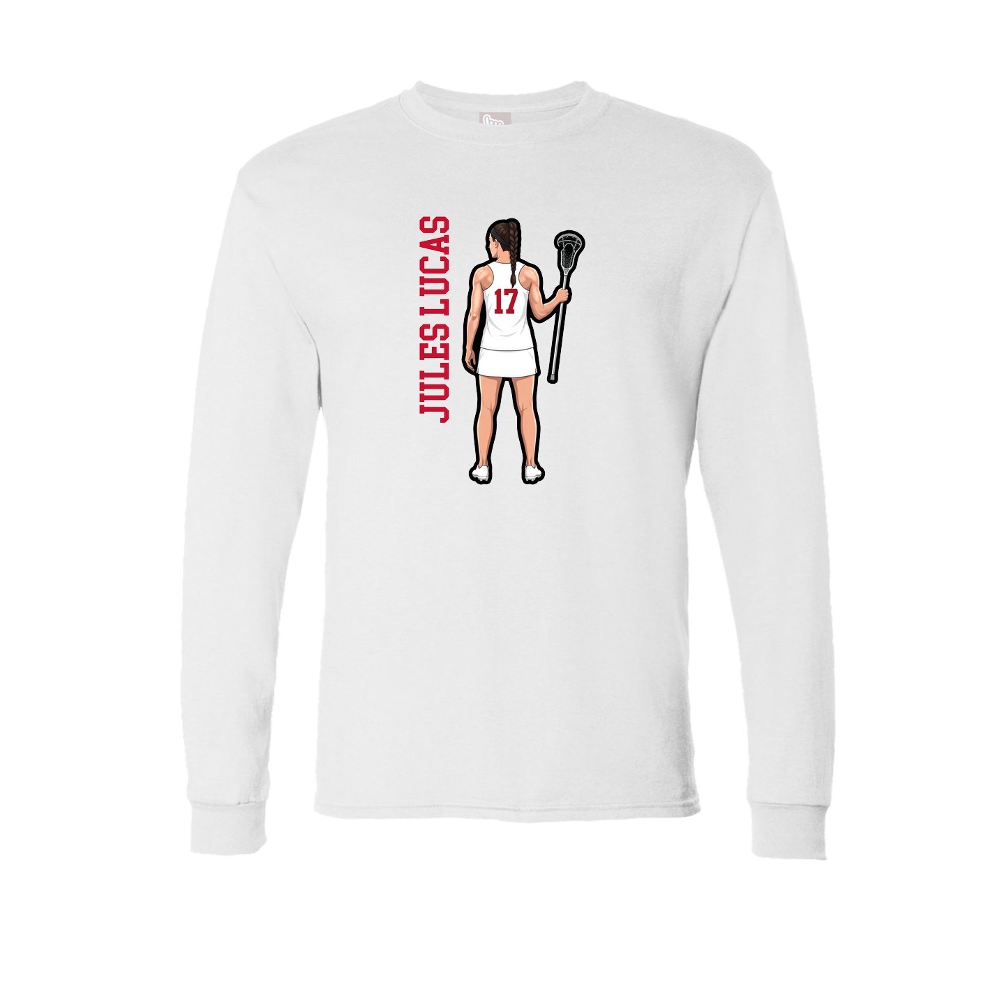 Long Sleeve Tee — Name Vertical in White