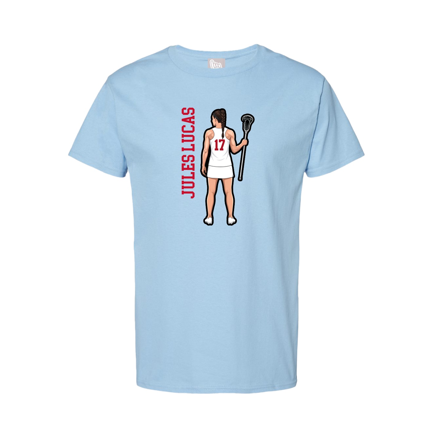 Youth Tee — Name Vertical in Light Blue