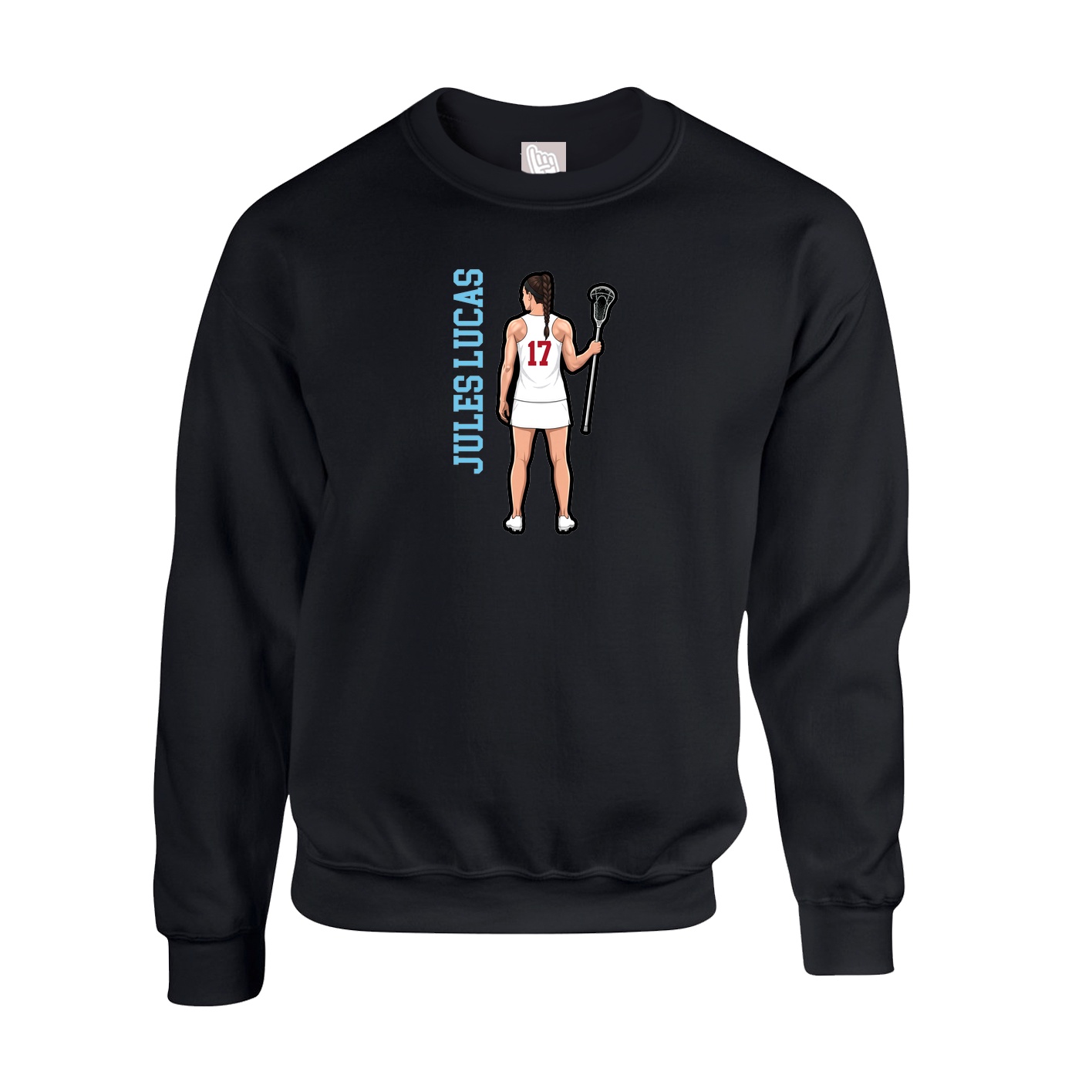 Fleece Crew — Name Vertical in Black