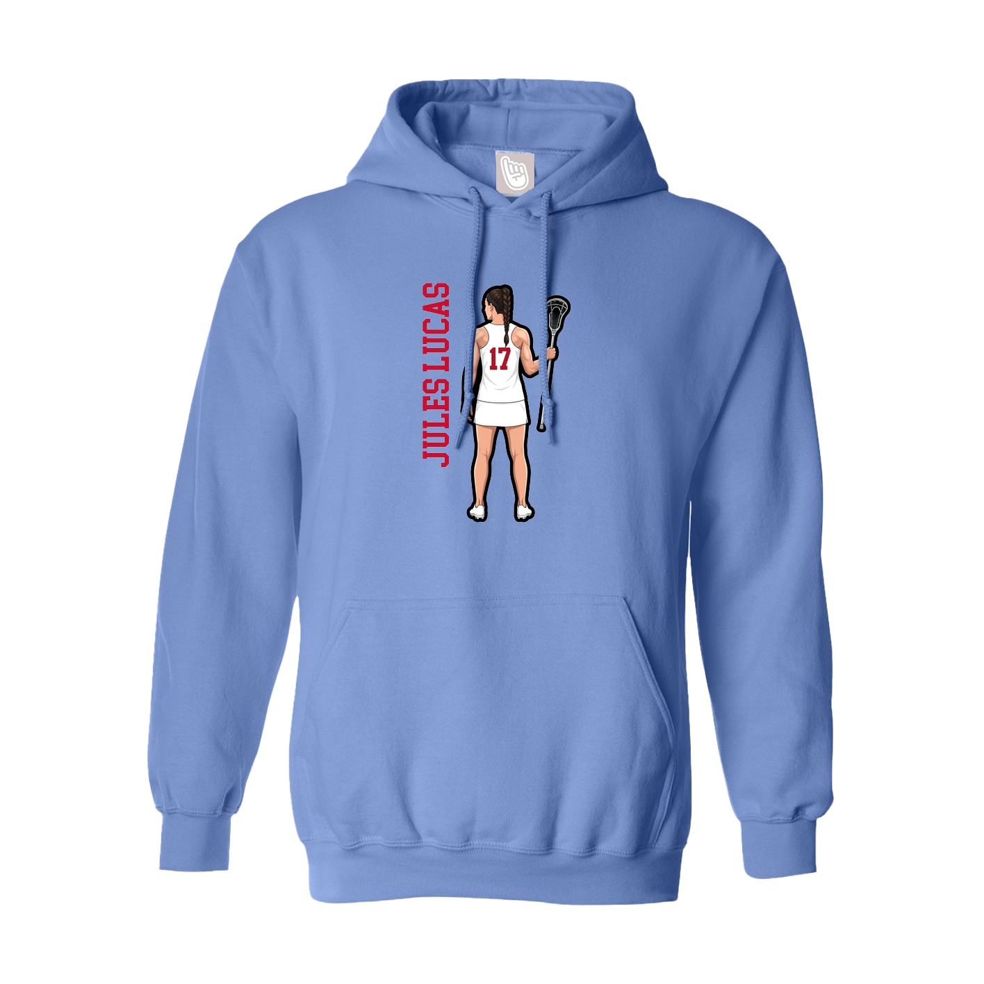 Youth Hoodie — Name Vertical in Powder Blue