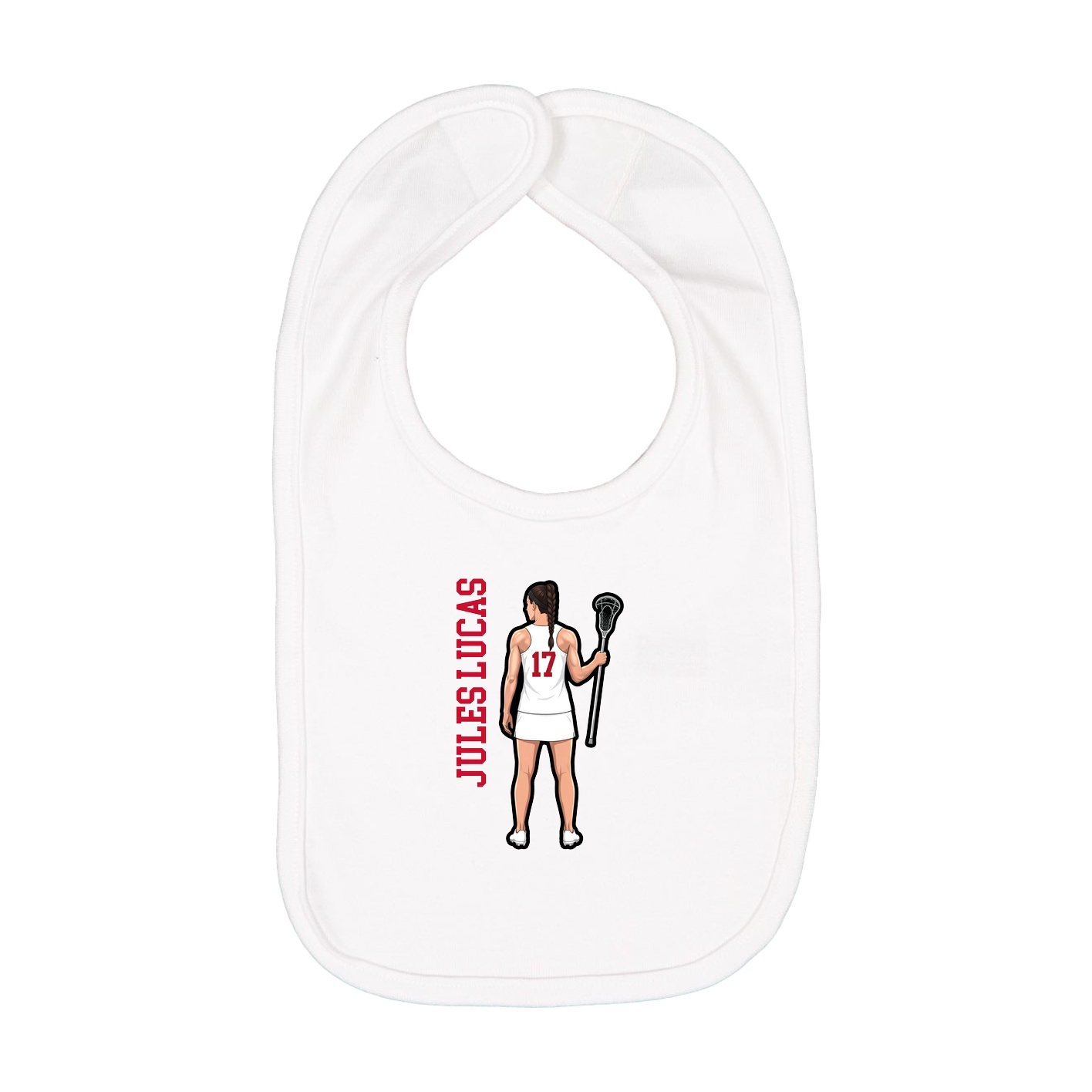 Infant Bib — Name Vertical in White