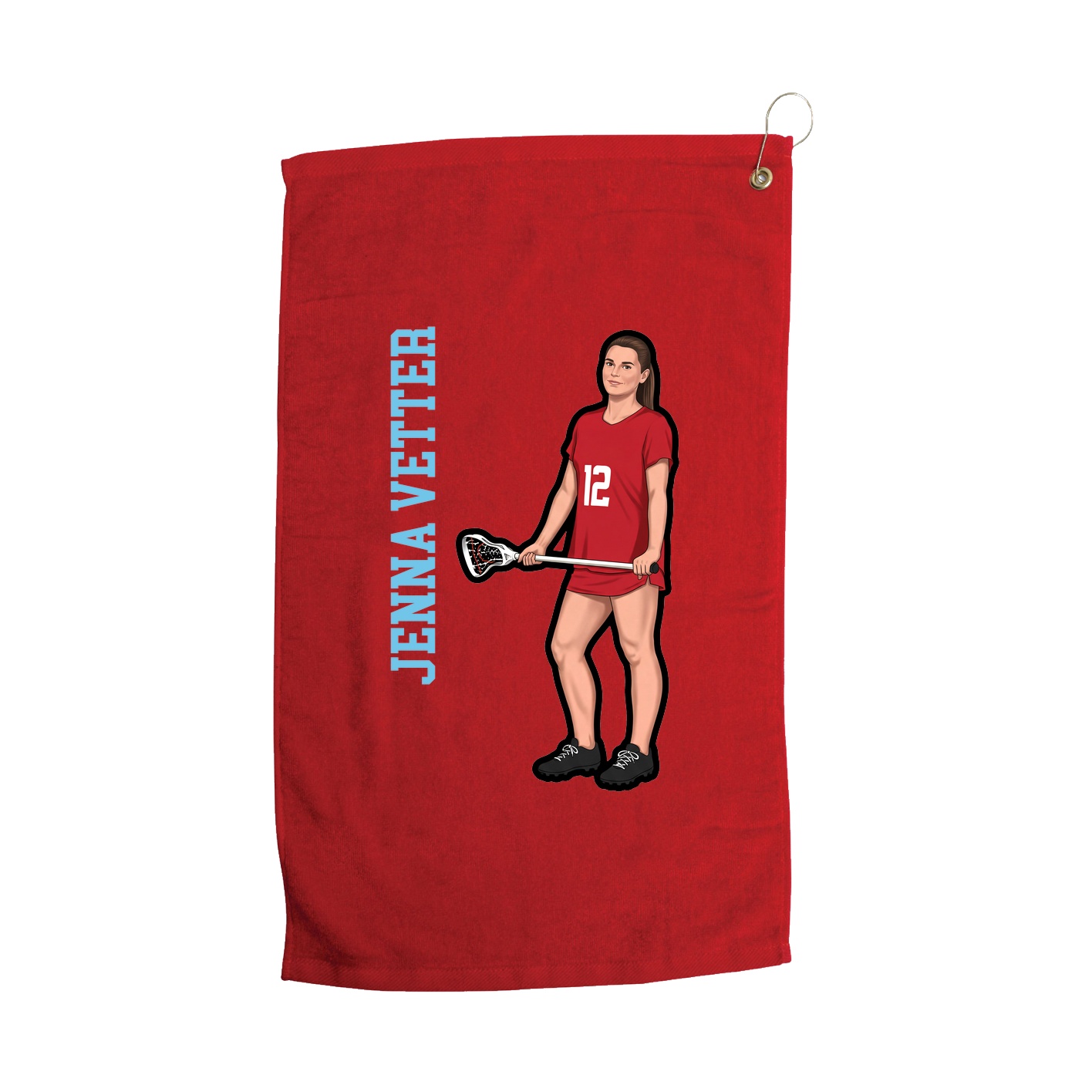 Golf Towel — Name Vertical in Red