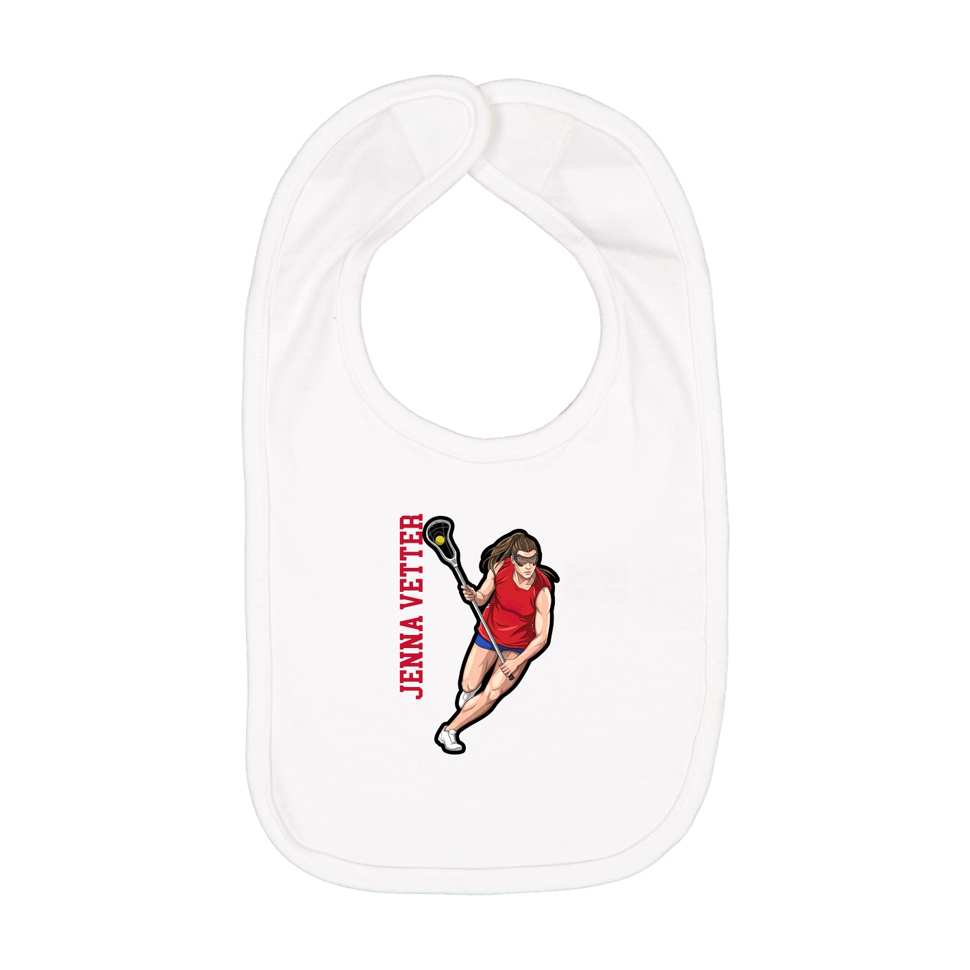 Infant Bib — Name Vertical in White