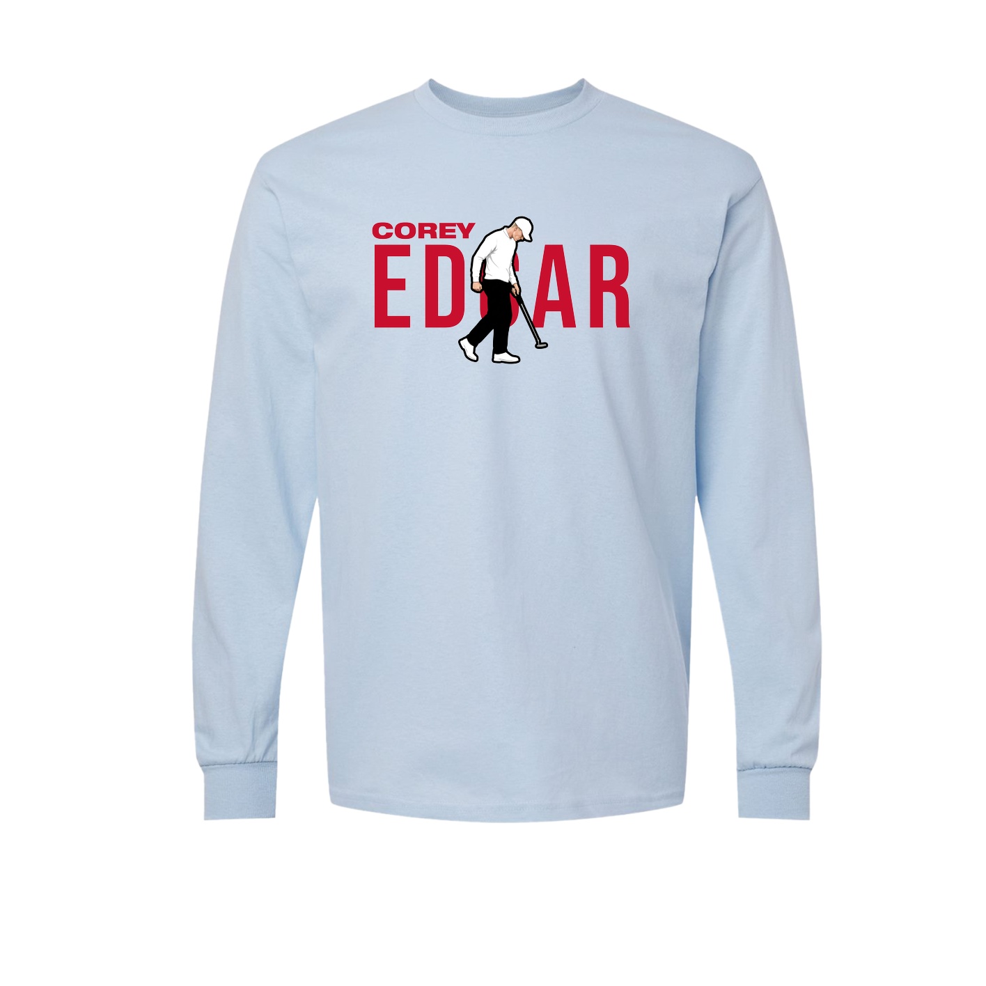 Long Sleeve Tee — Player Name in Light Blue