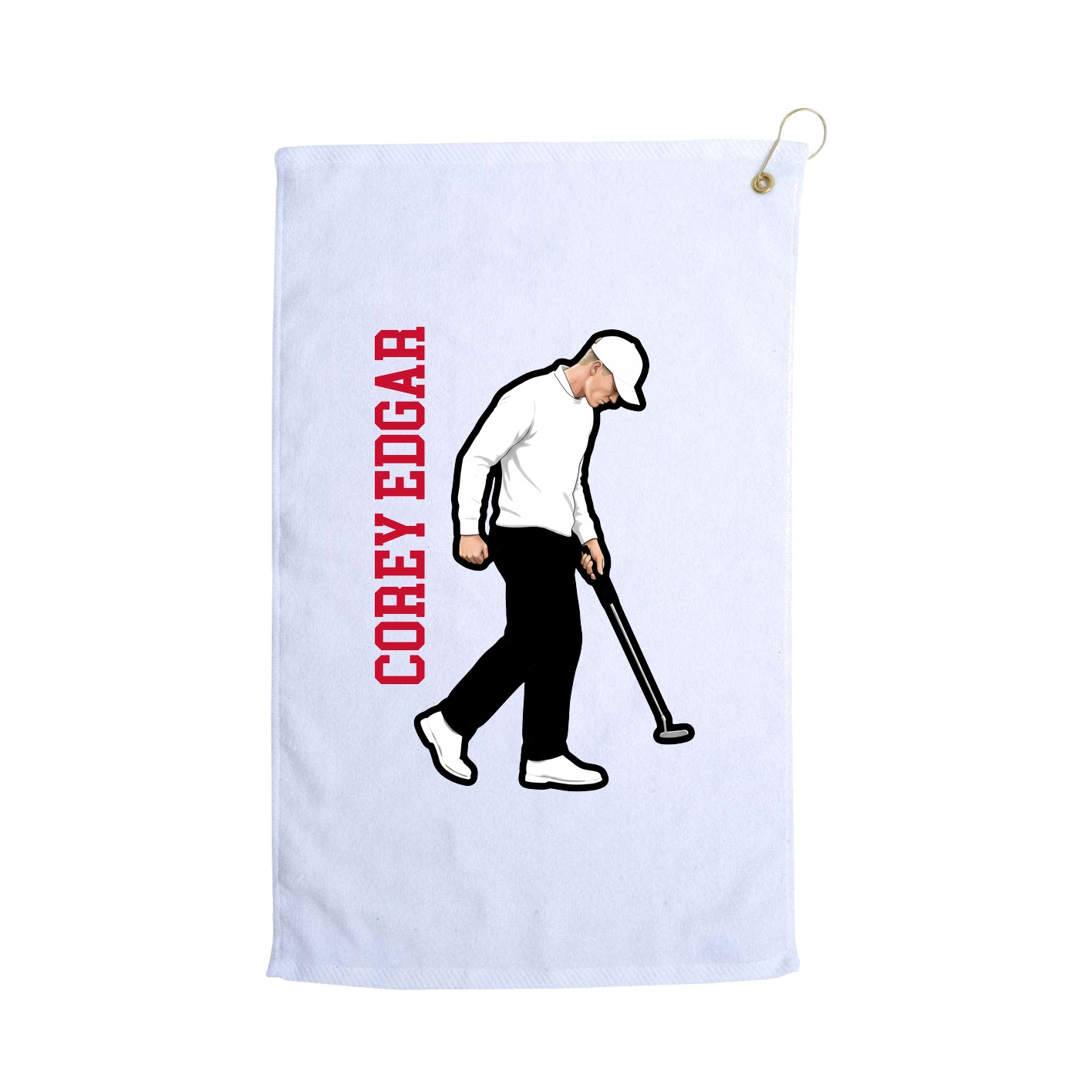Golf Towel — Name Vertical in White
