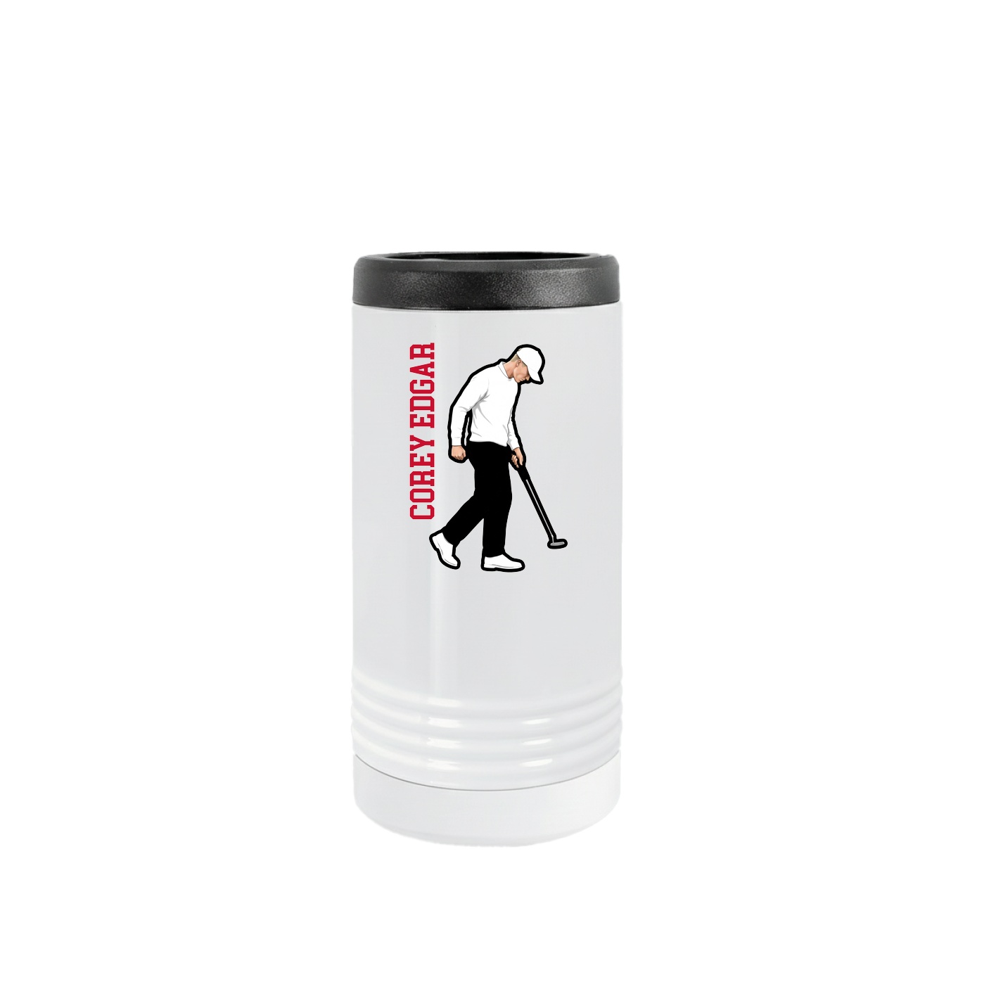 Slim Beverage Holder — Name Vertical in White