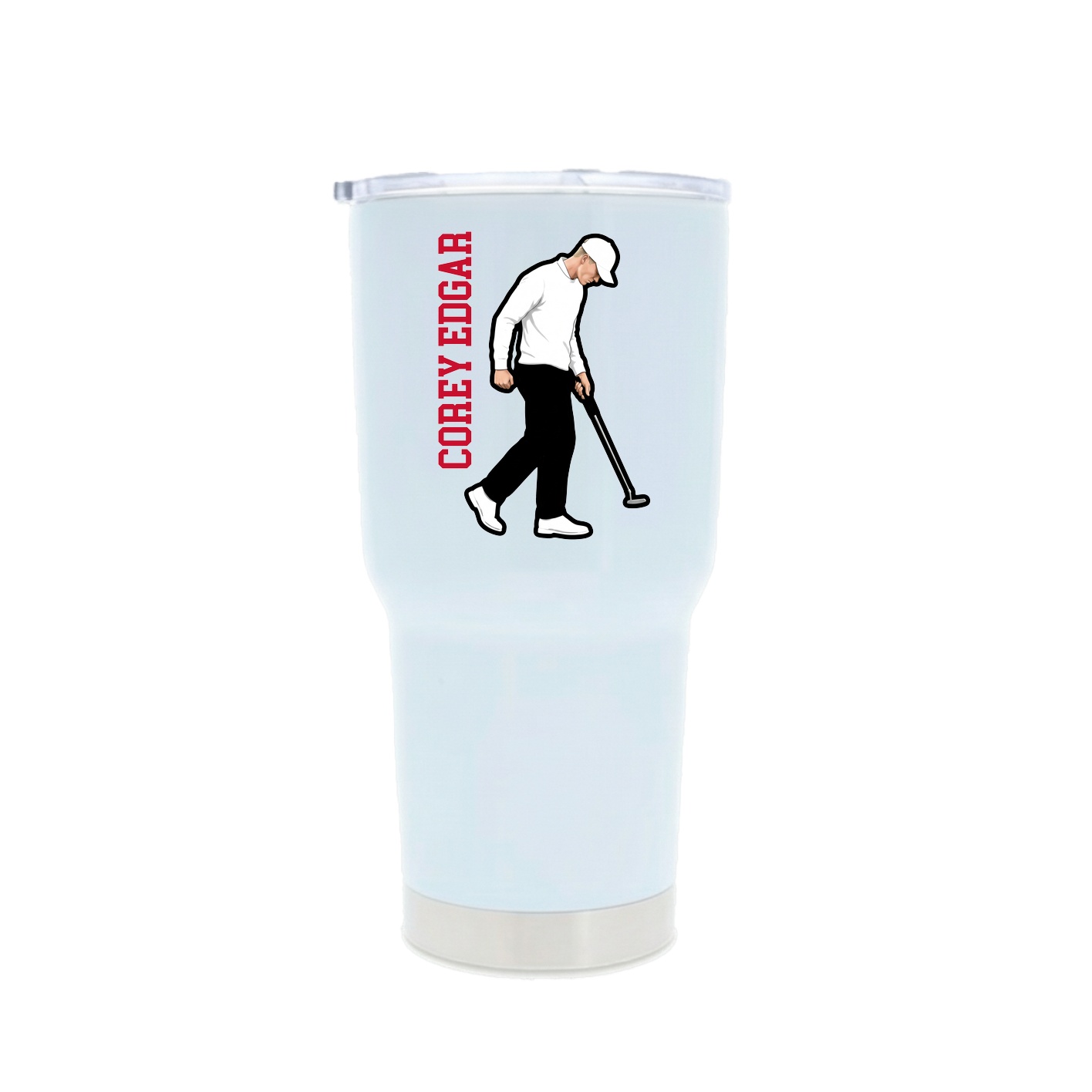 30oz Stainless Steel Tumbler — Name Vertical in White