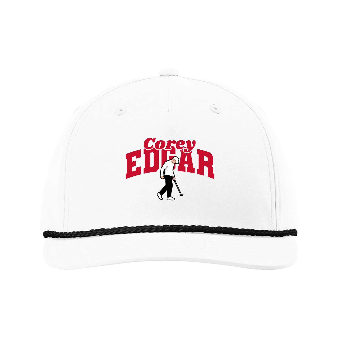 Five-Panel Classic Rope Cap — Signature Arch in White