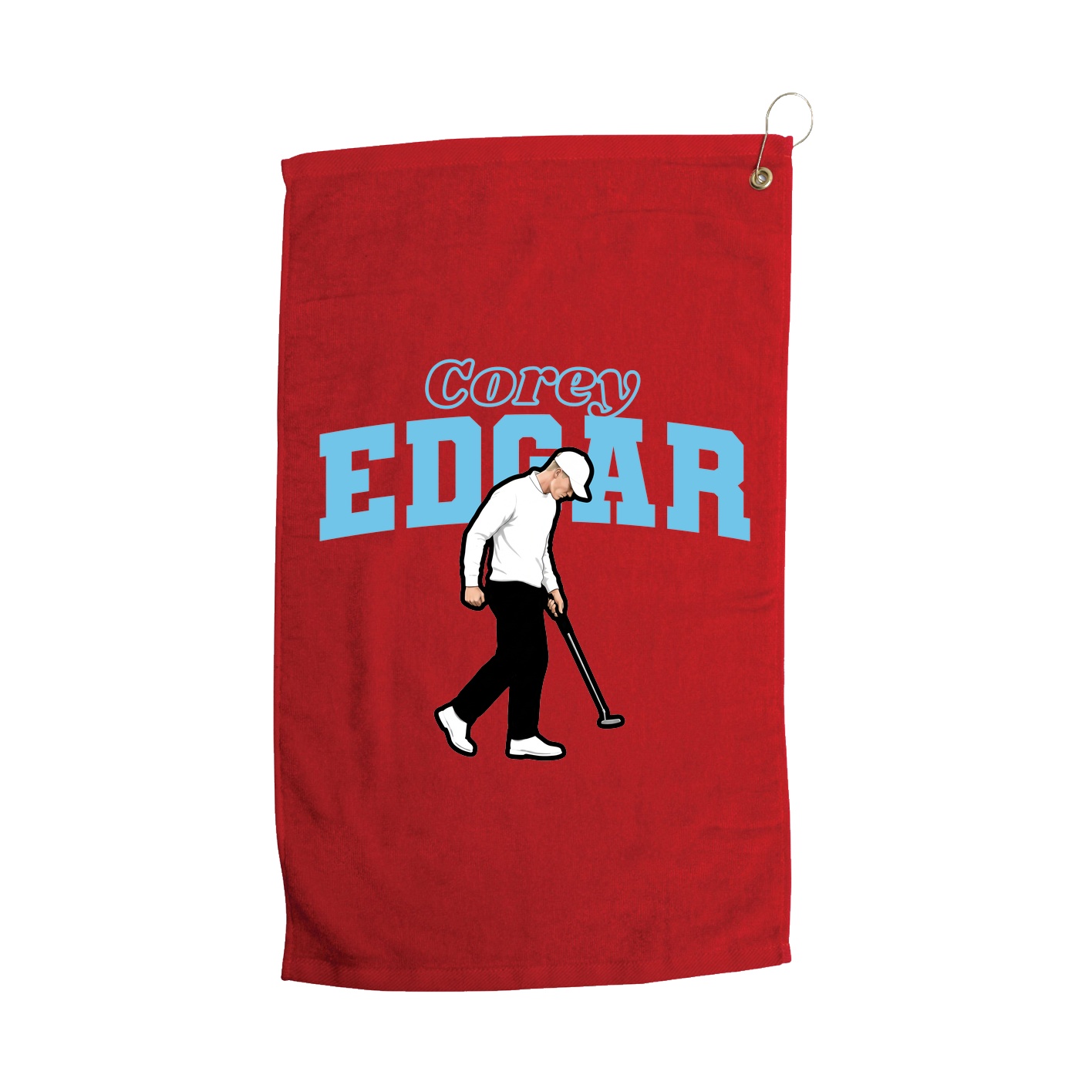 Golf Towel — Name Arch in Red