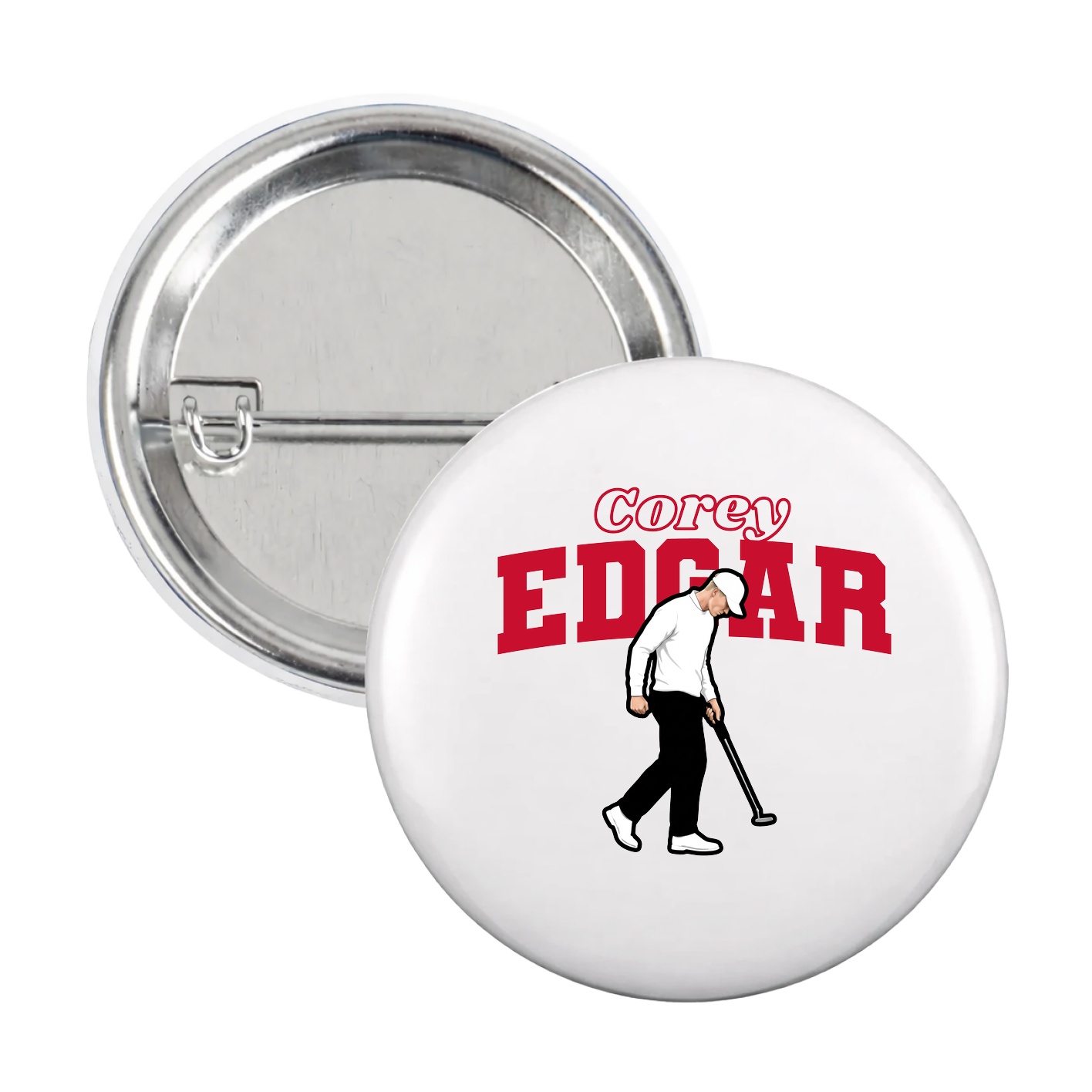 Game Day Button — Name Arch in White