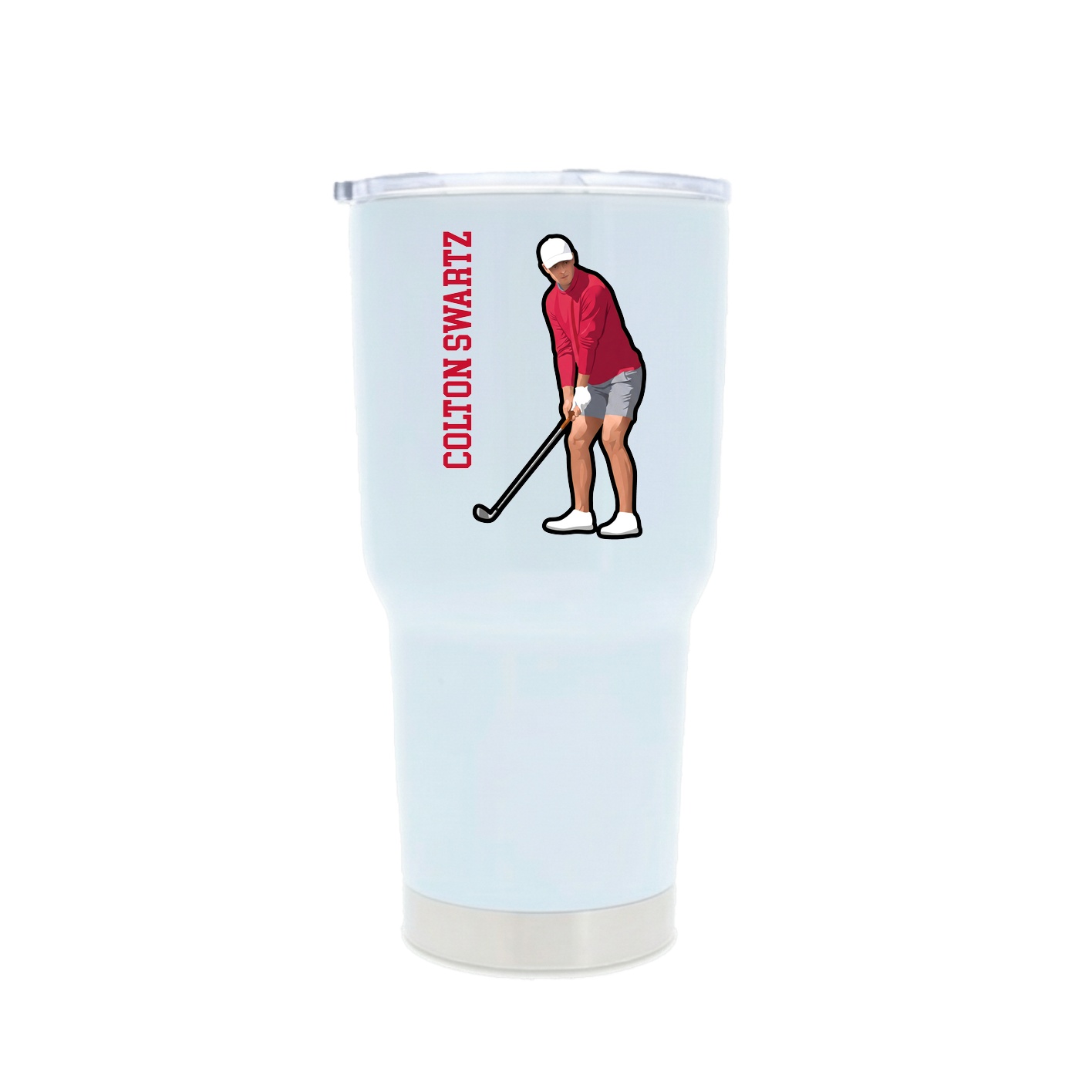 30oz Stainless Steel Tumbler — Name Vertical in White