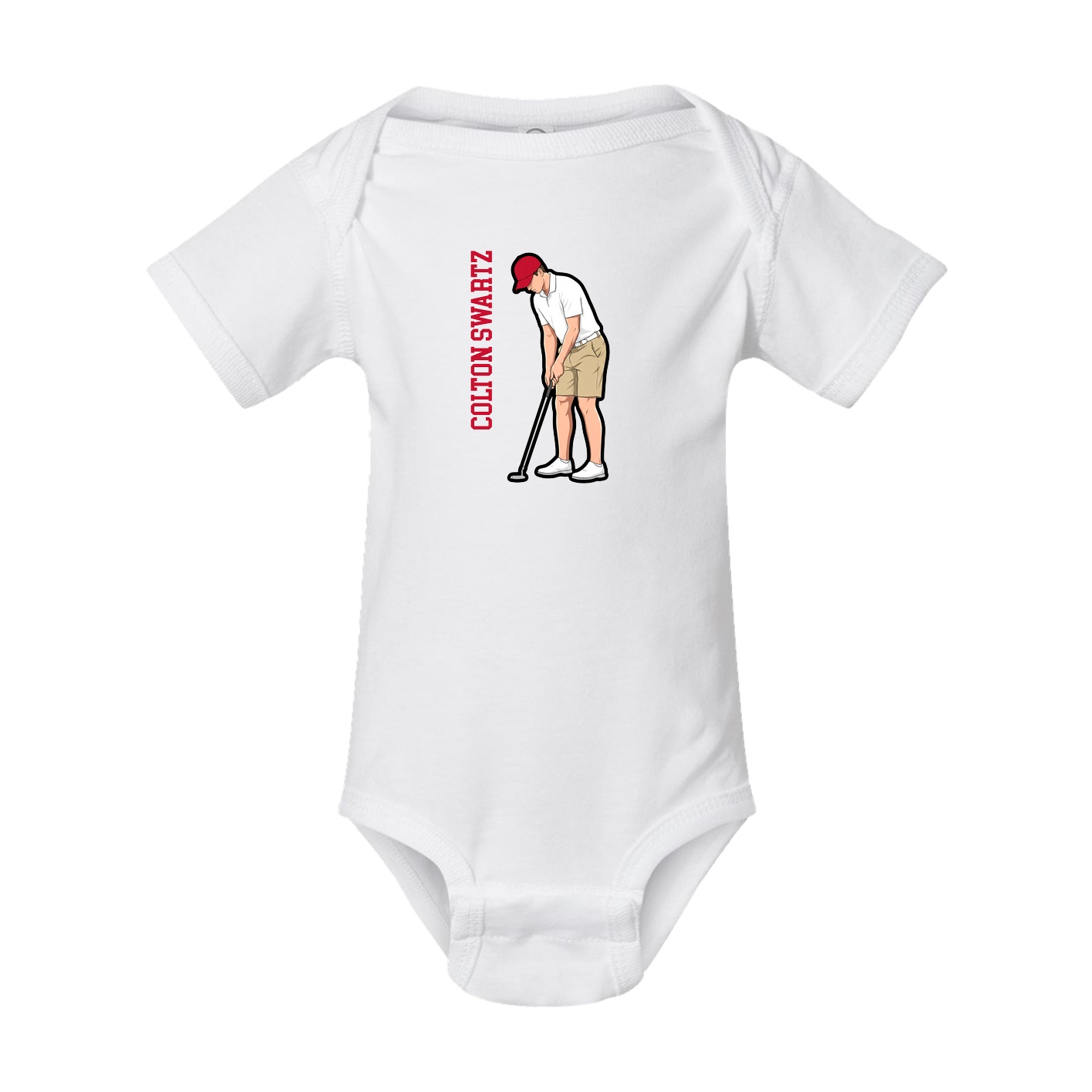 Baby Onesie — Name Vertical in White