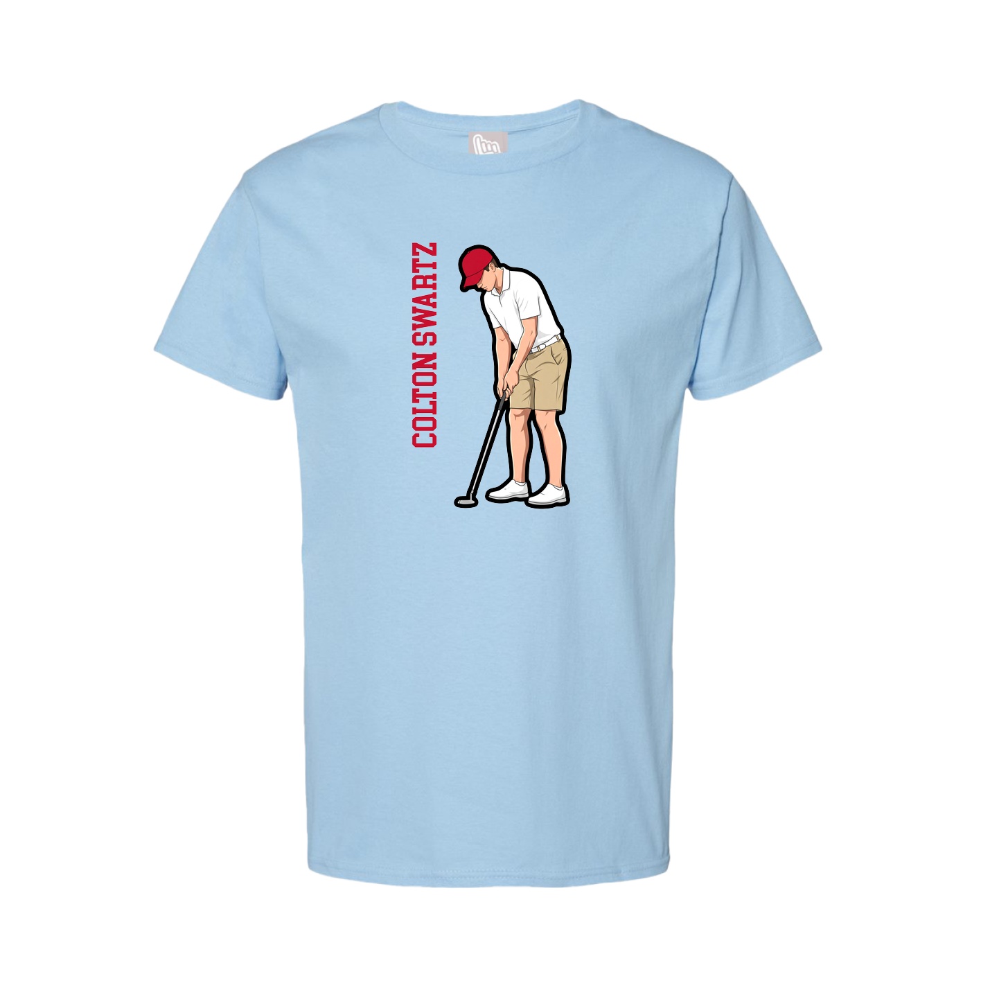 Tee — Name Vertical in Light Blue