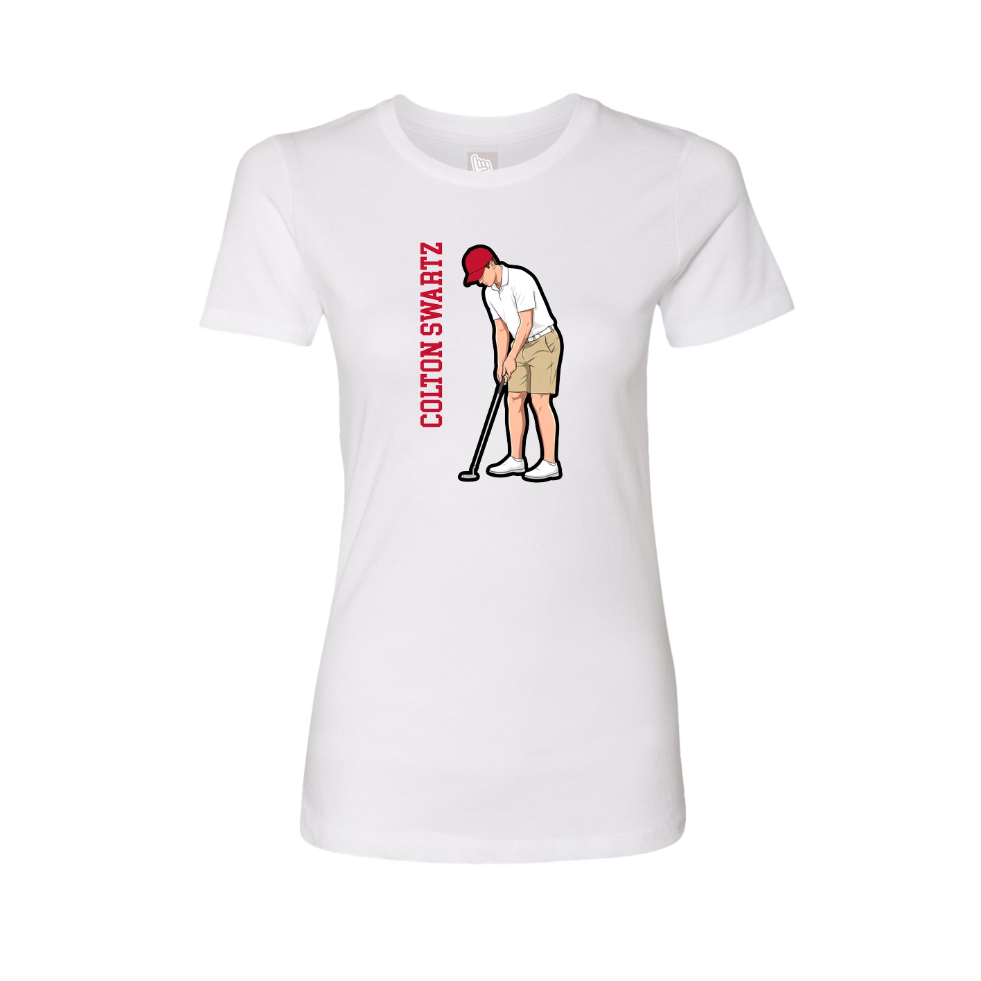 Womens Tee — Name Vertical in White
