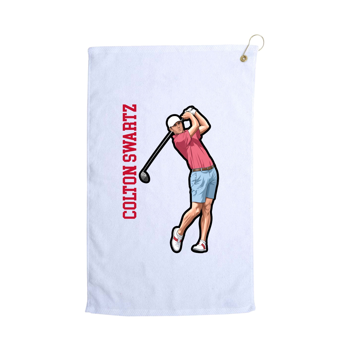 Golf Towel — Name Vertical in White