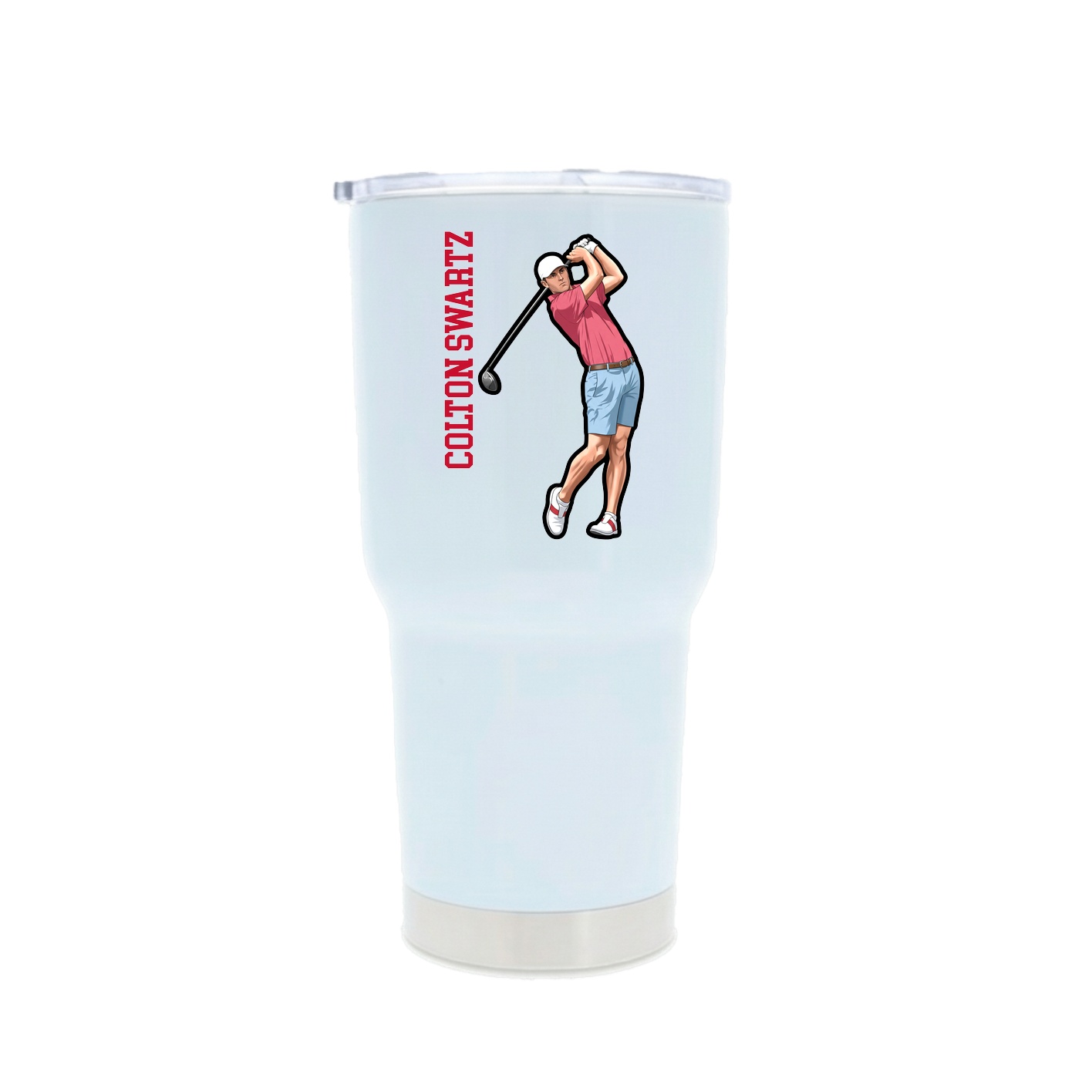 30oz Stainless Steel Tumbler — Name Vertical in White