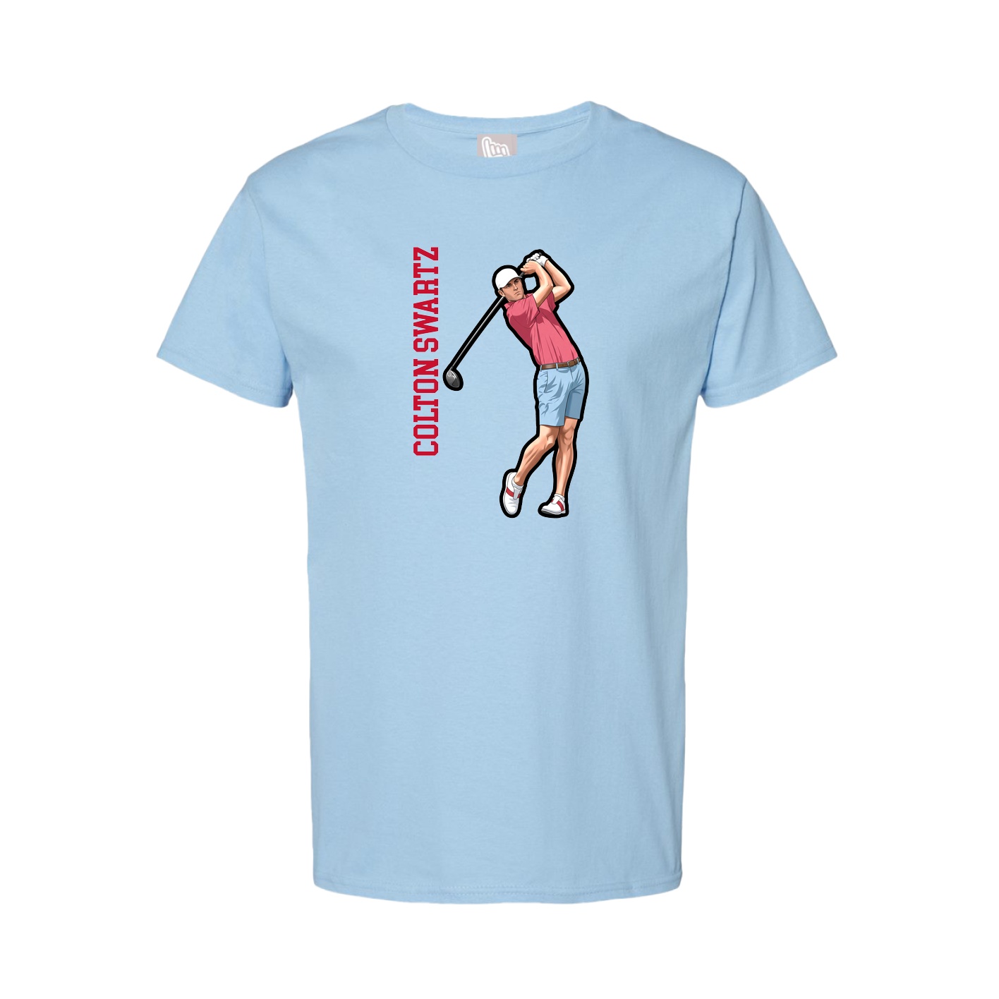 Tee — Name Vertical in Light Blue