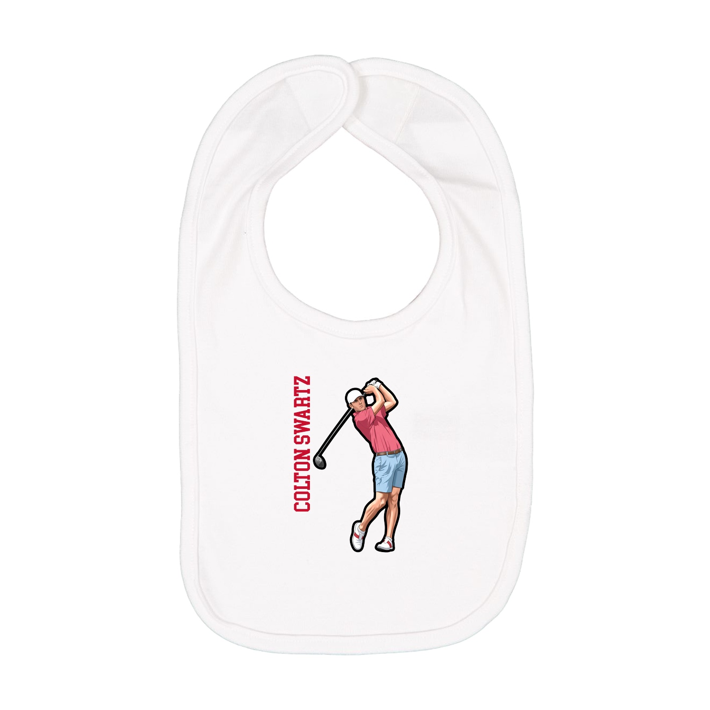 Infant Bib — Name Vertical in White