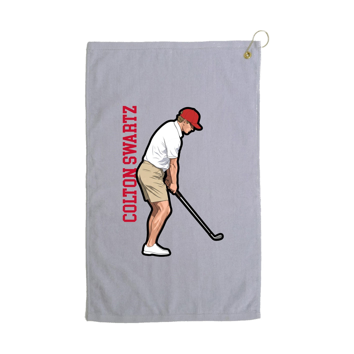 Golf Towel — Name Vertical in Grey