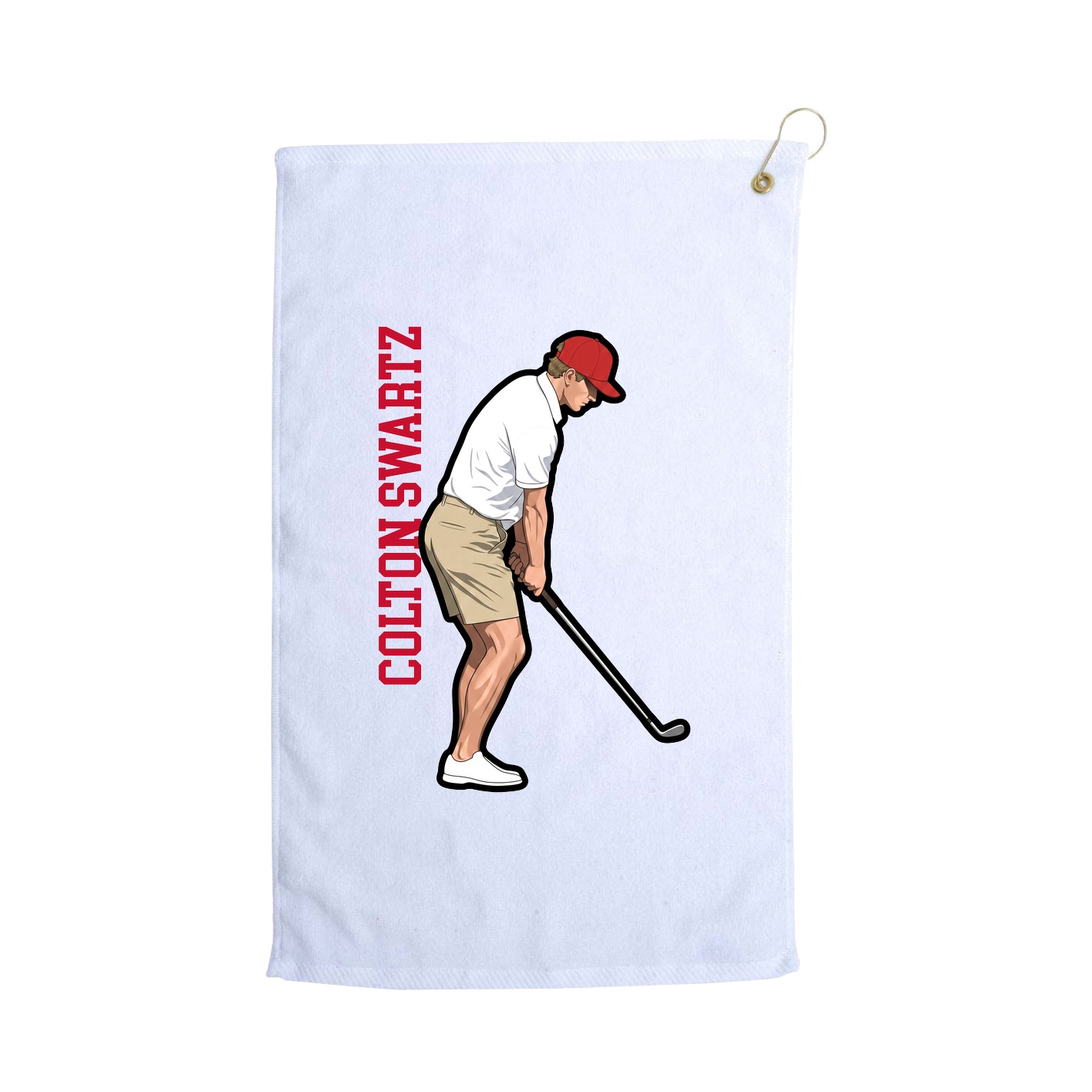 Golf Towel — Name Vertical in White
