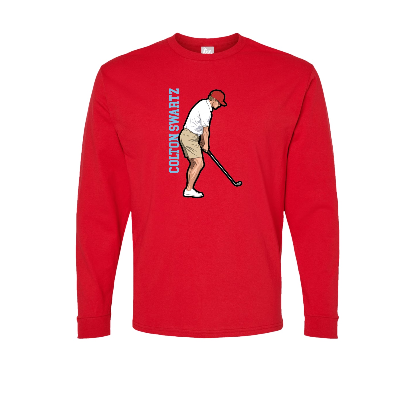 Long Sleeve Tee — Name Vertical in Red