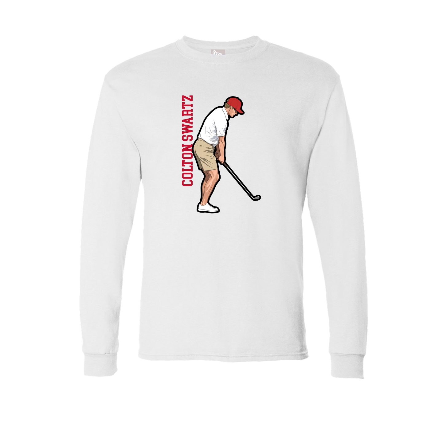 Long Sleeve Tee — Name Vertical in White