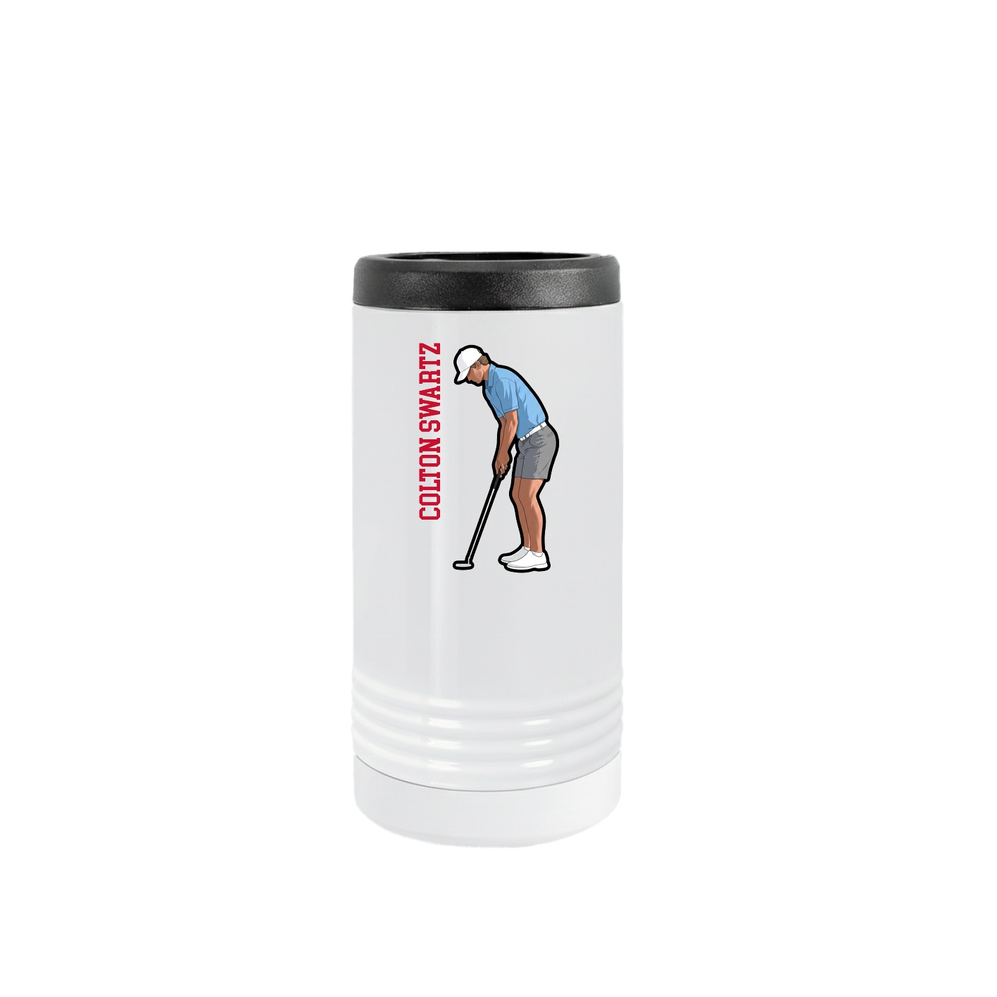 Slim Beverage Holder — Name Vertical in White