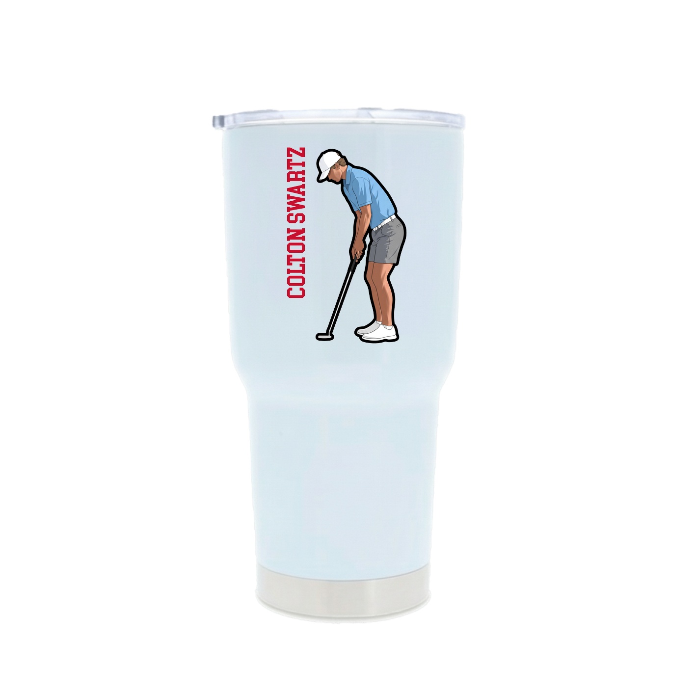 30oz Stainless Steel Tumbler — Name Vertical in White