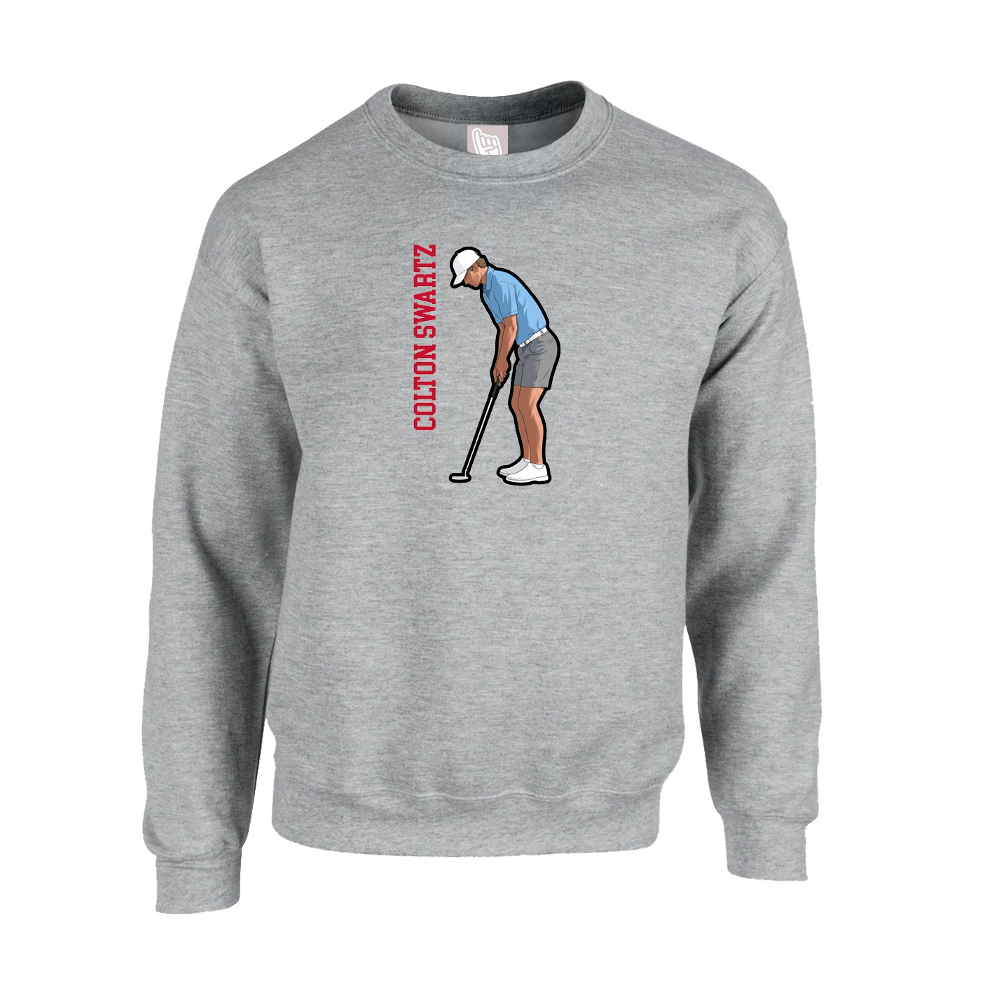 Fleece Crew — Name Vertical in Grey