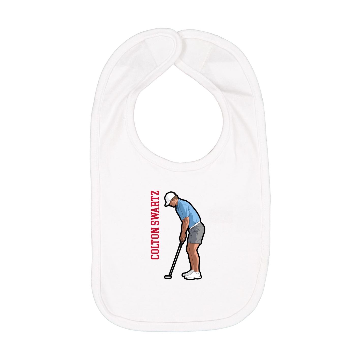 Infant Bib — Name Vertical in White