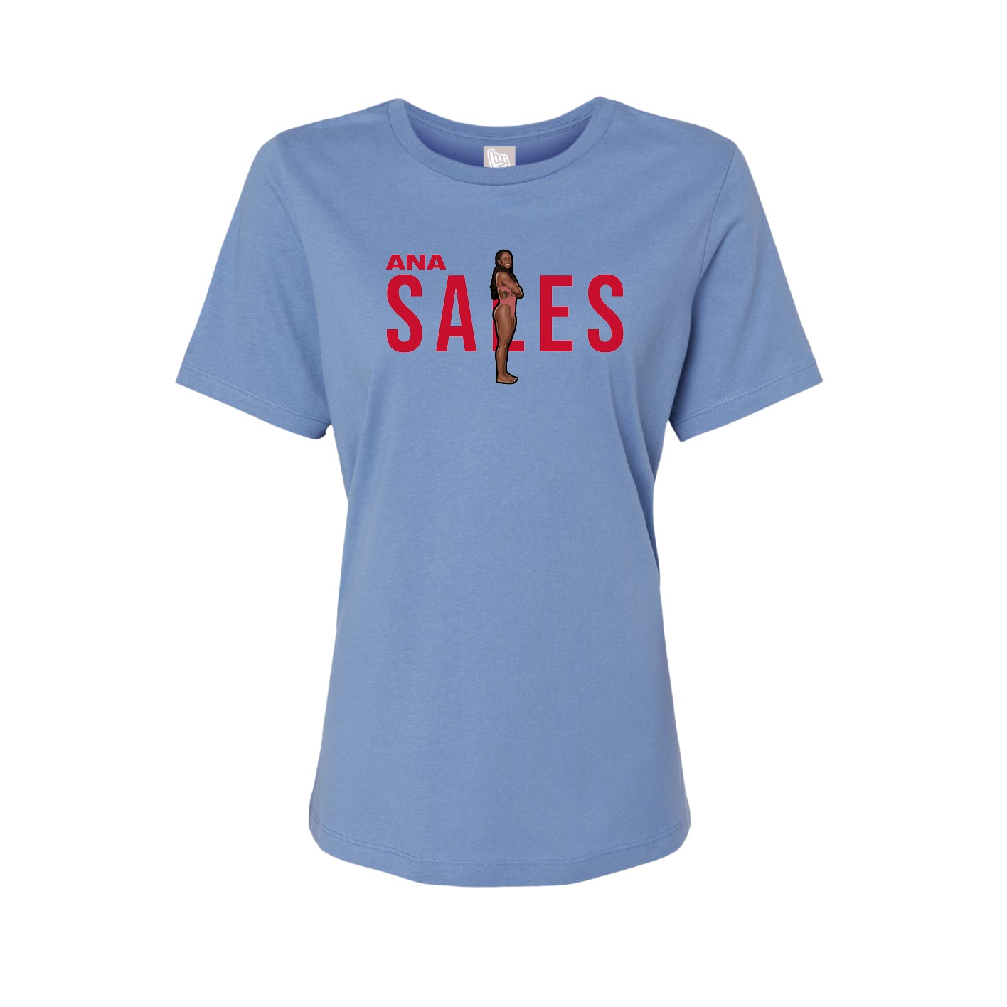 Fitted Women's Tee — Player Name in Powder Blue