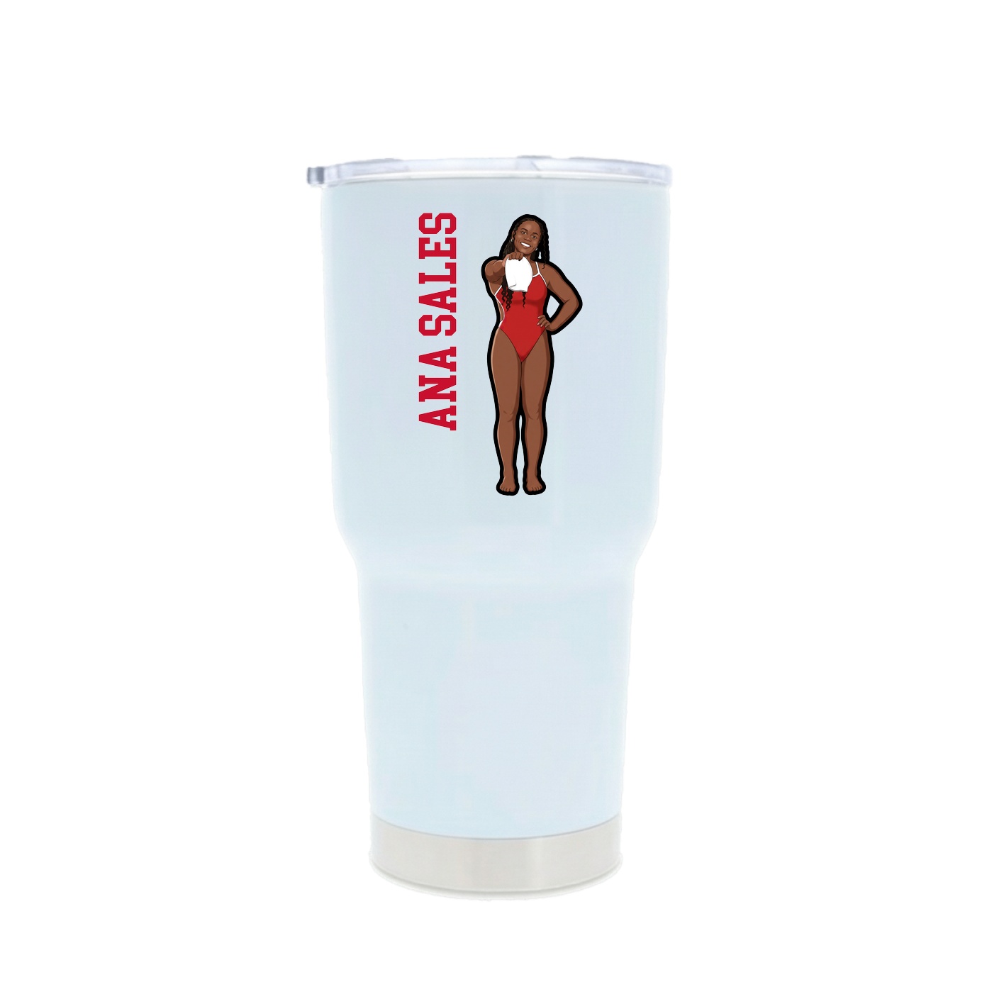 30oz Stainless Steel Tumbler — Name Vertical in White