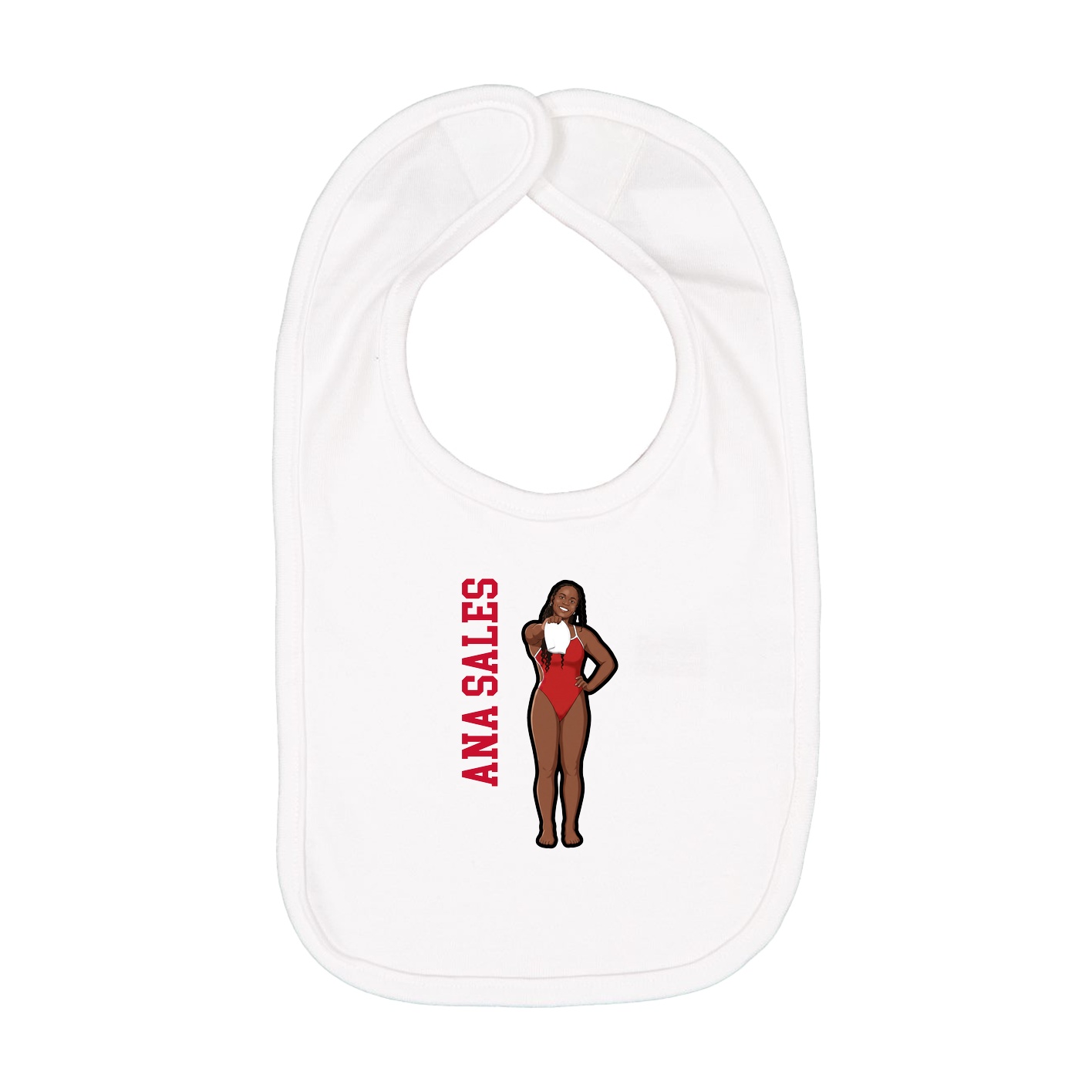 Infant Bib — Name Vertical in White