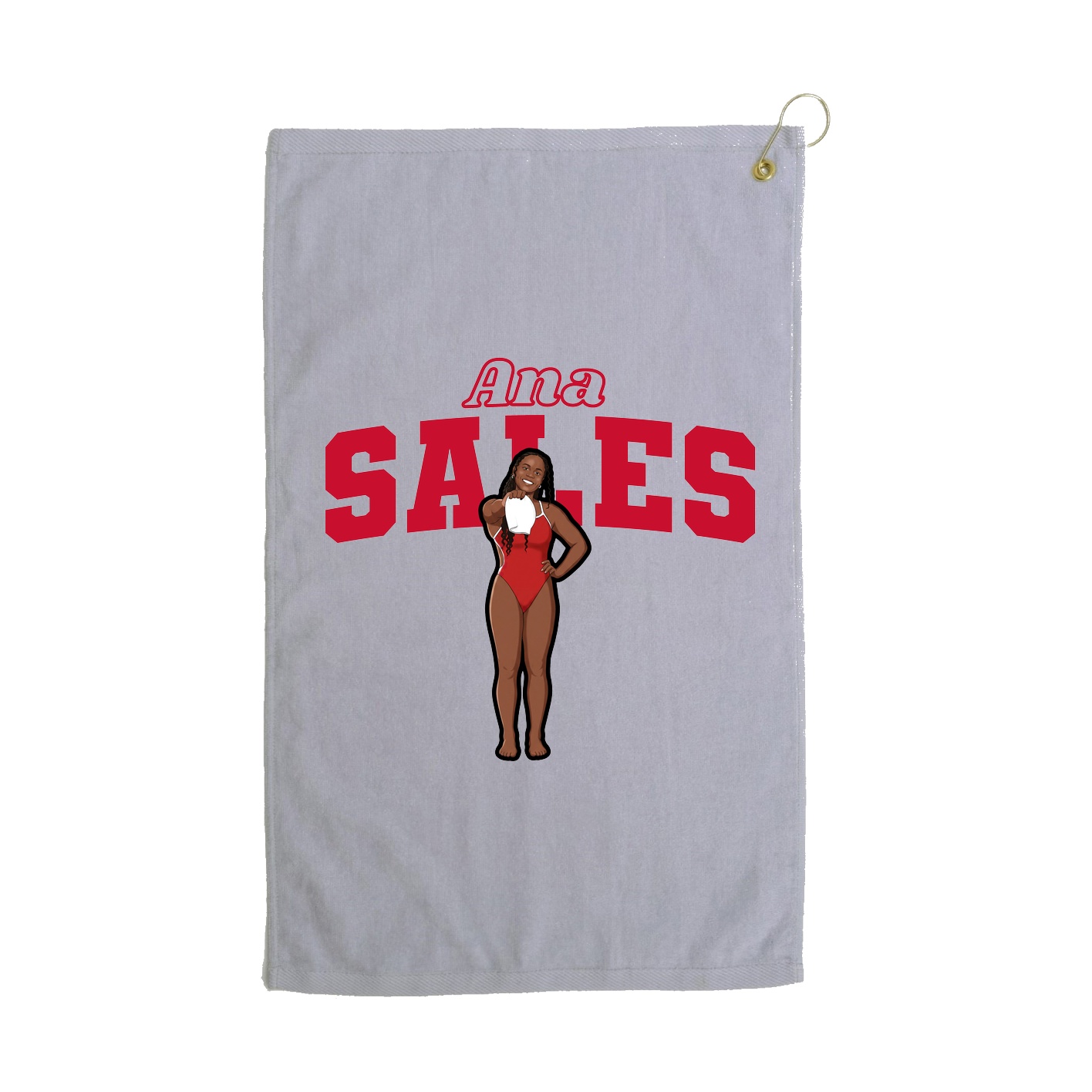 Golf Towel — Name Arch in Grey