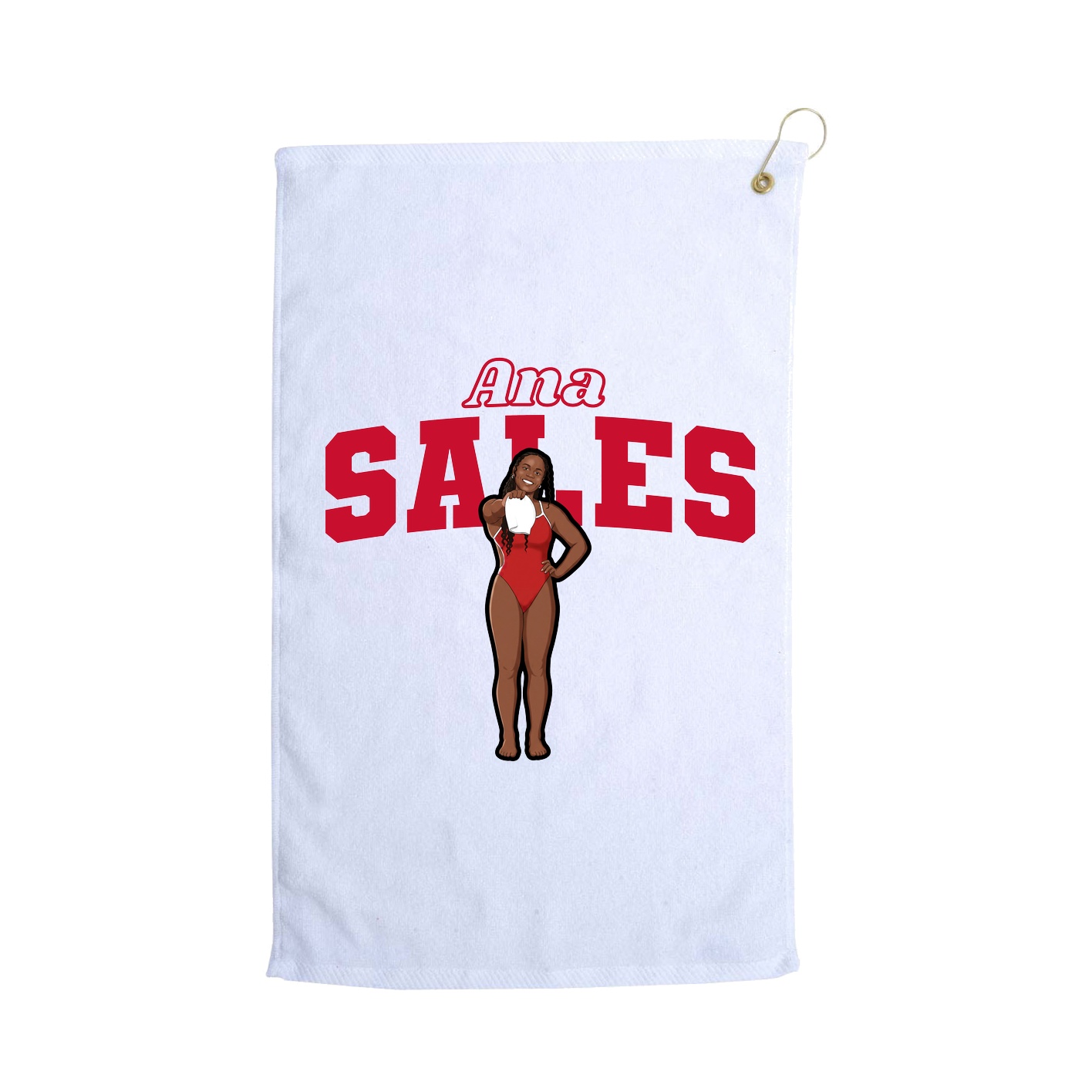 Golf Towel — Name Arch in White