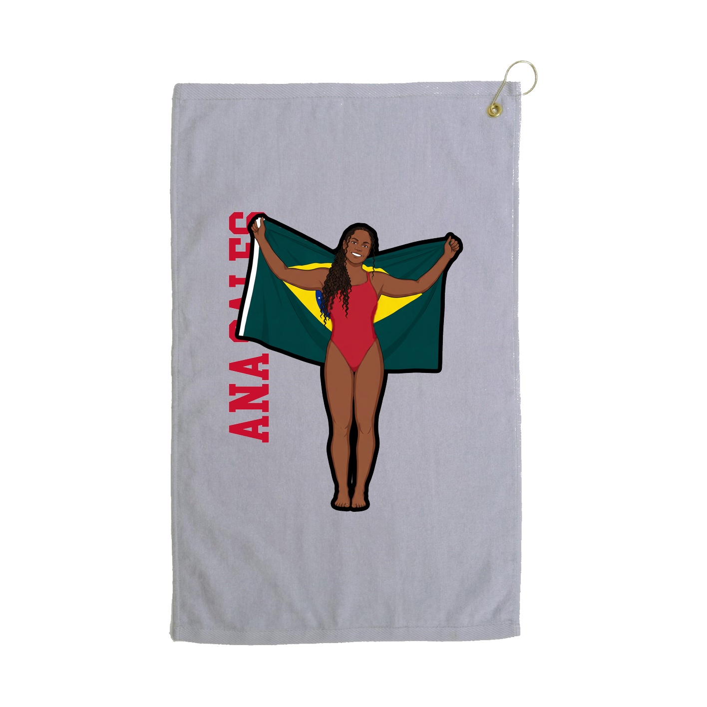 Golf Towel — Name Vertical in Grey