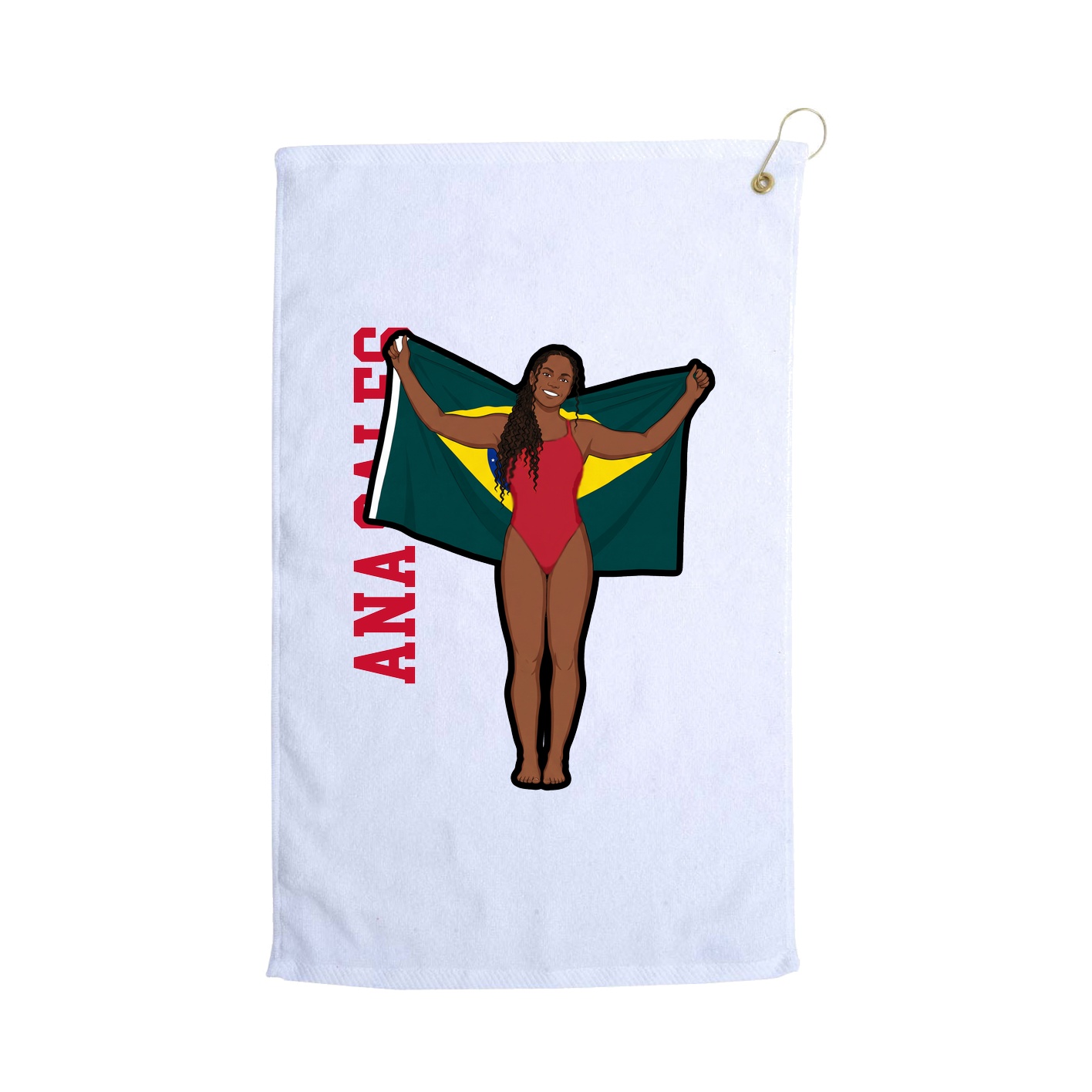 Golf Towel — Name Vertical in White