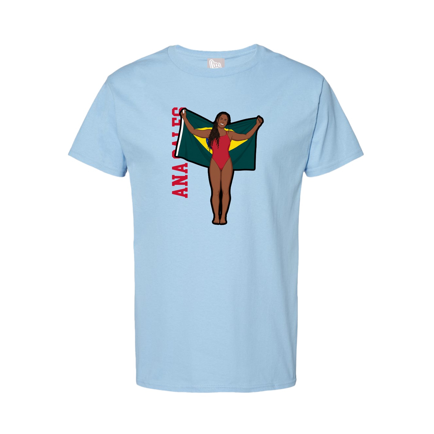 Tee — Name Vertical in Light Blue