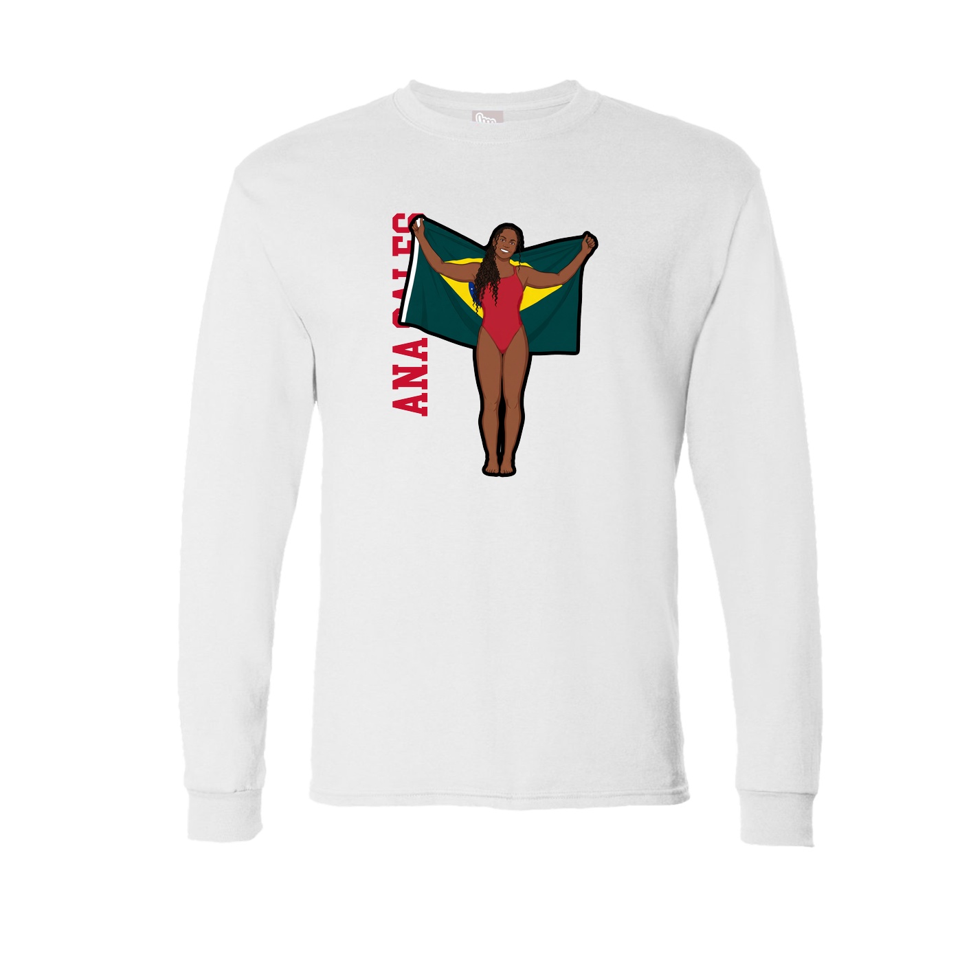 Long Sleeve Tee — Name Vertical in White