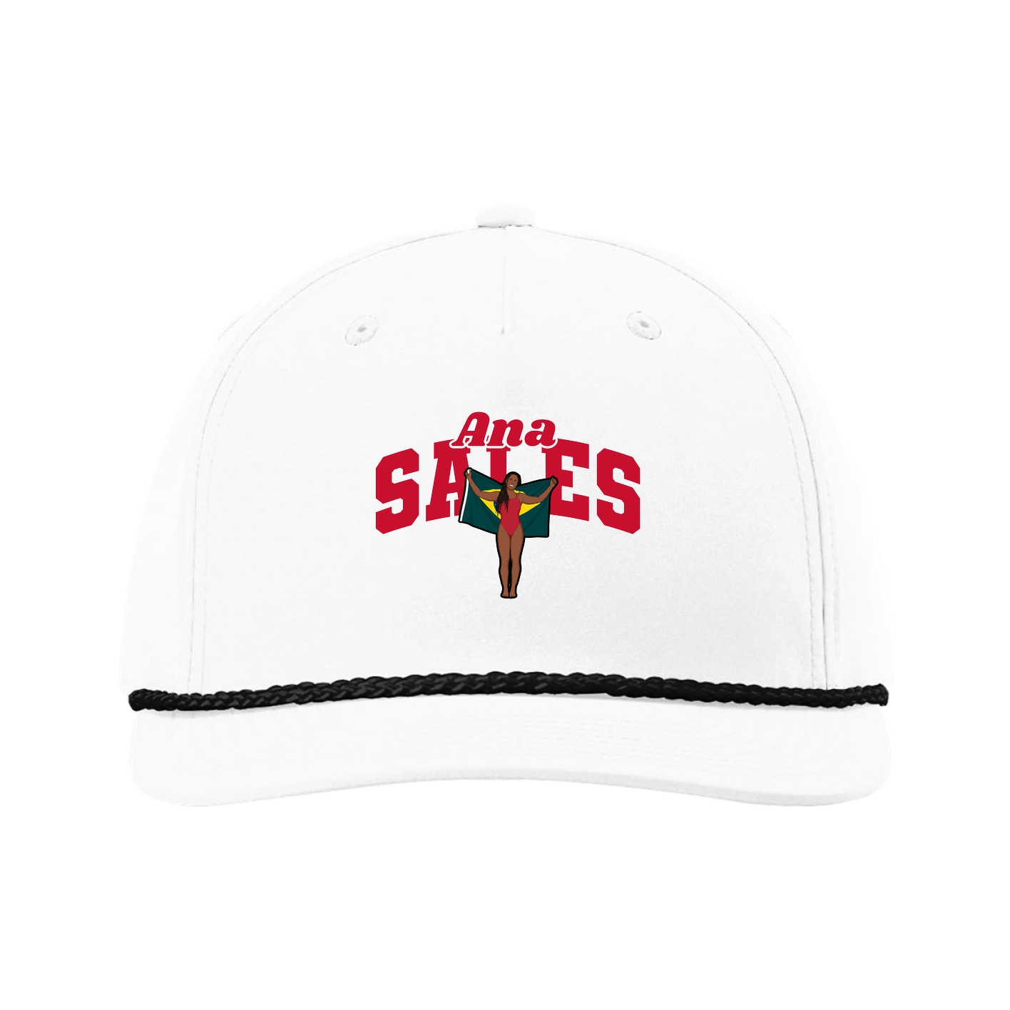 Five-Panel Classic Rope Cap — Signature Arch in White