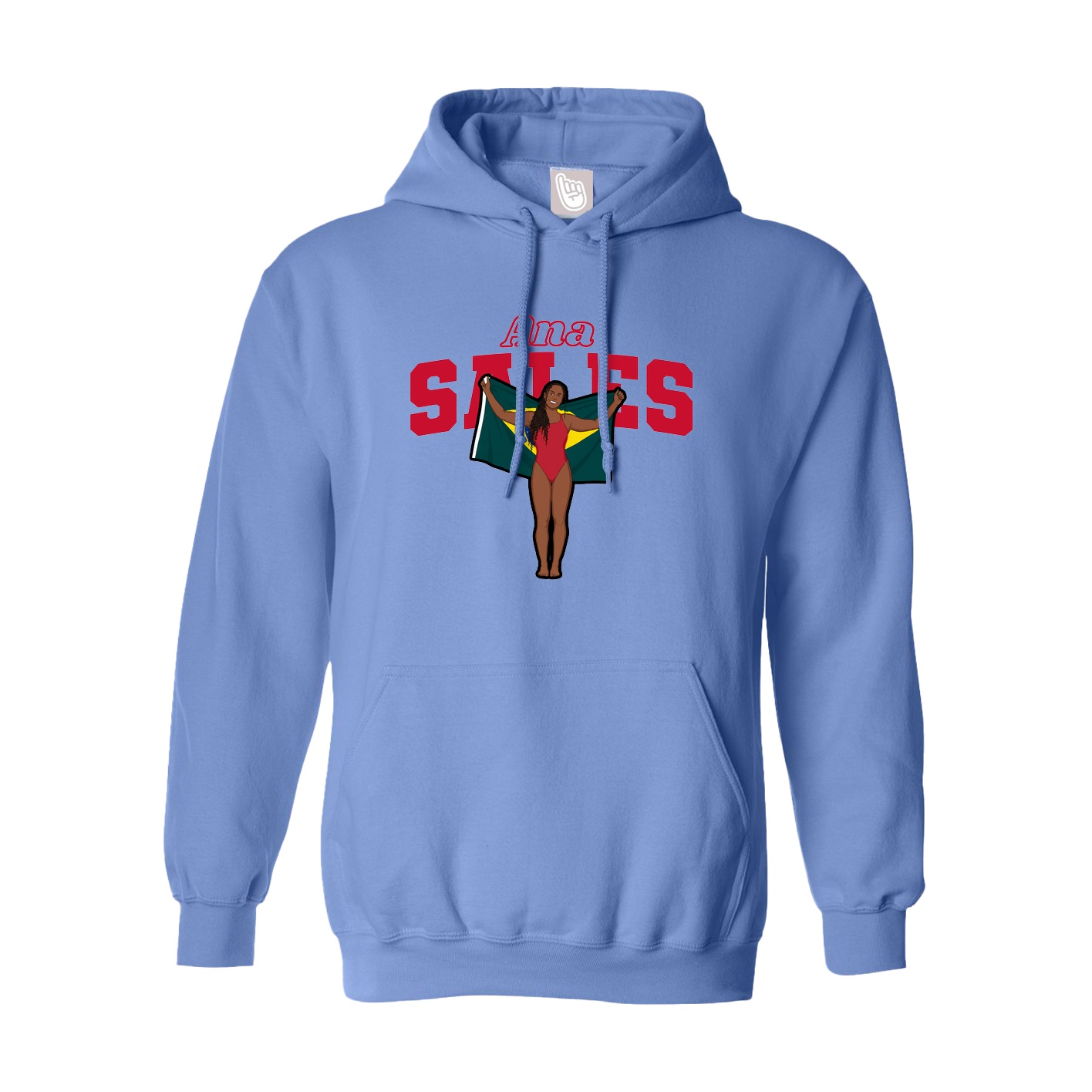 Hoodie — Name Arch in Powder Blue
