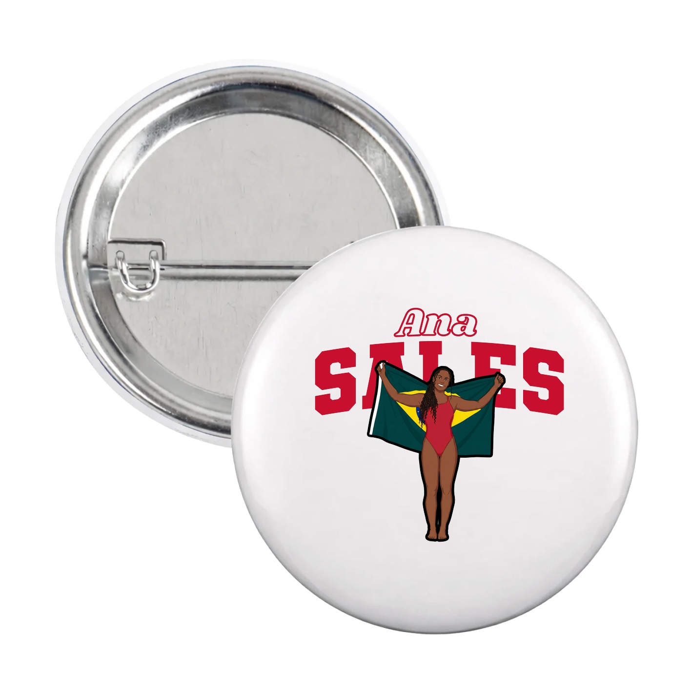 Game Day Button — Name Arch in White
