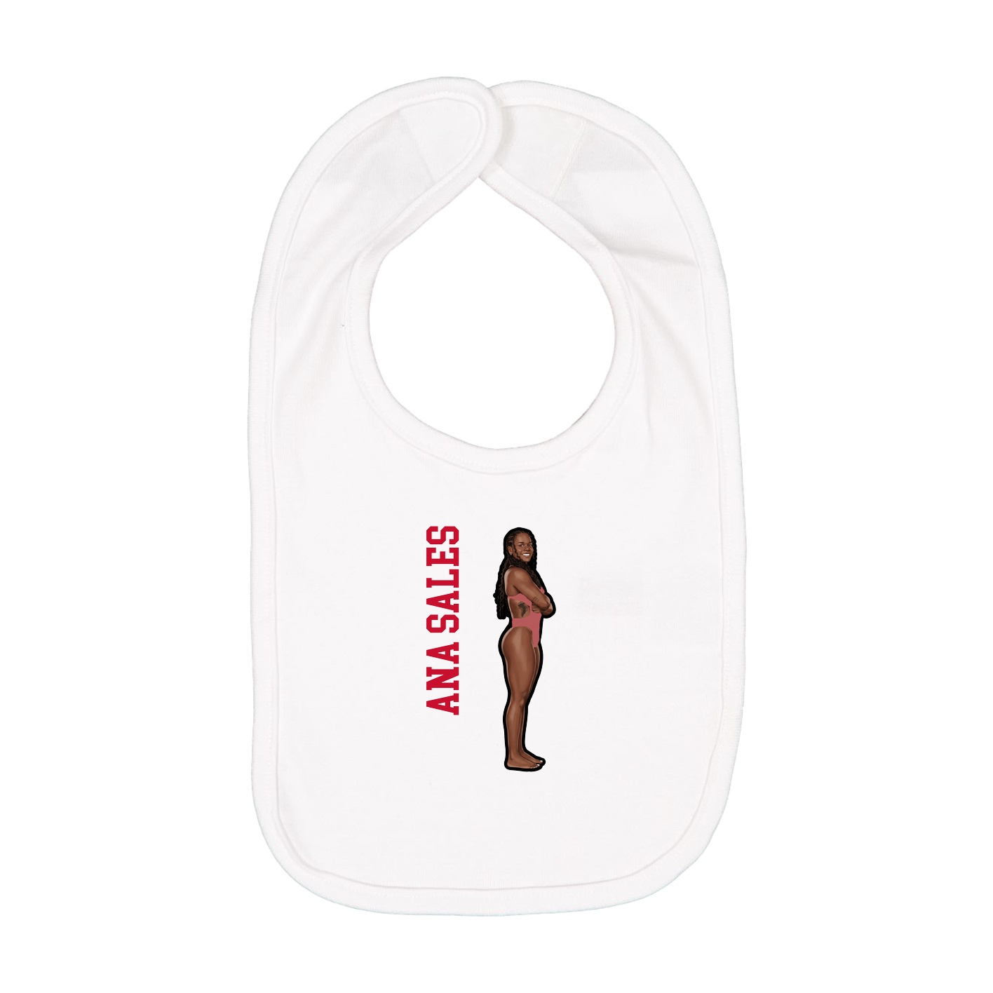 Infant Bib — Name Vertical in White
