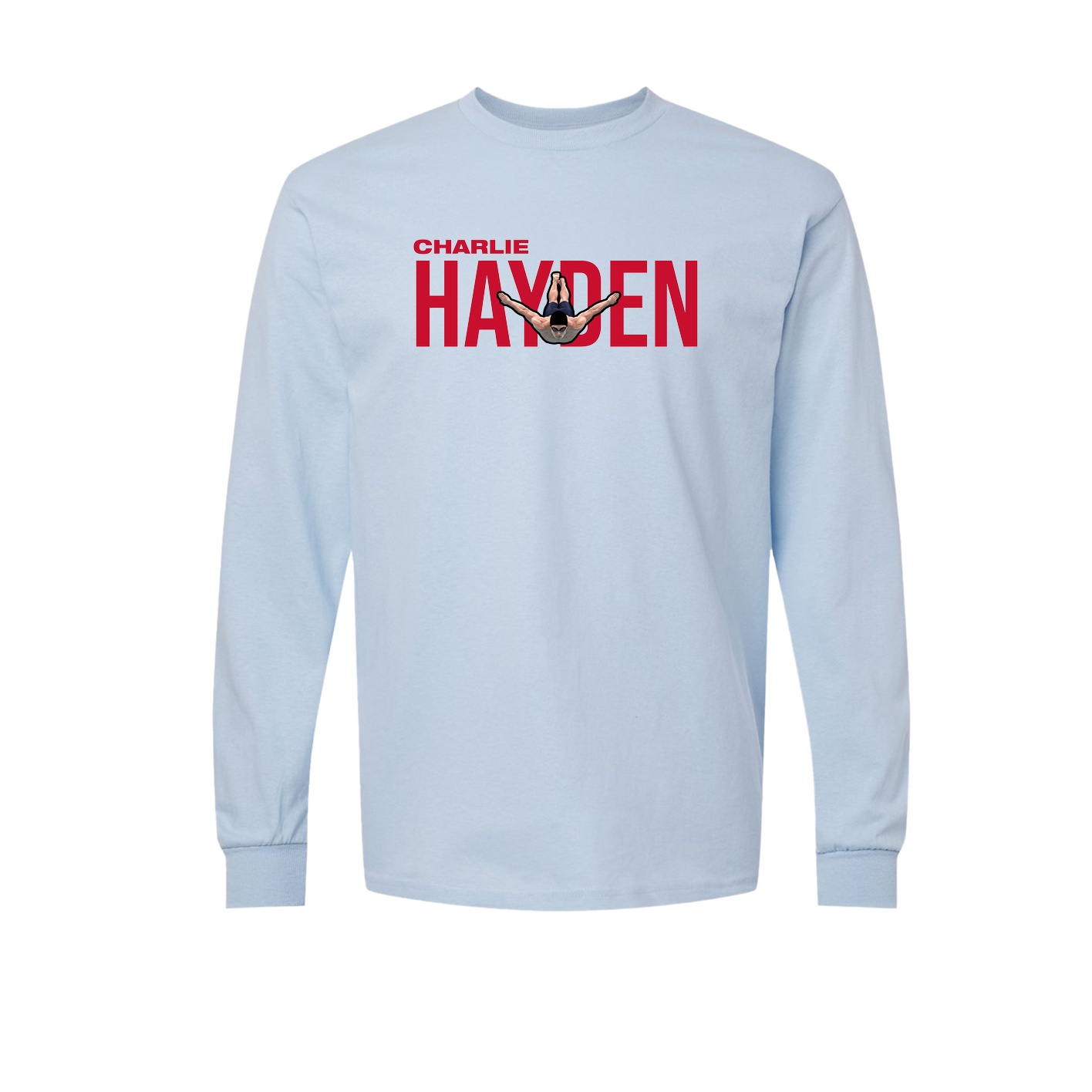 Long Sleeve Tee — Player Name in Light Blue