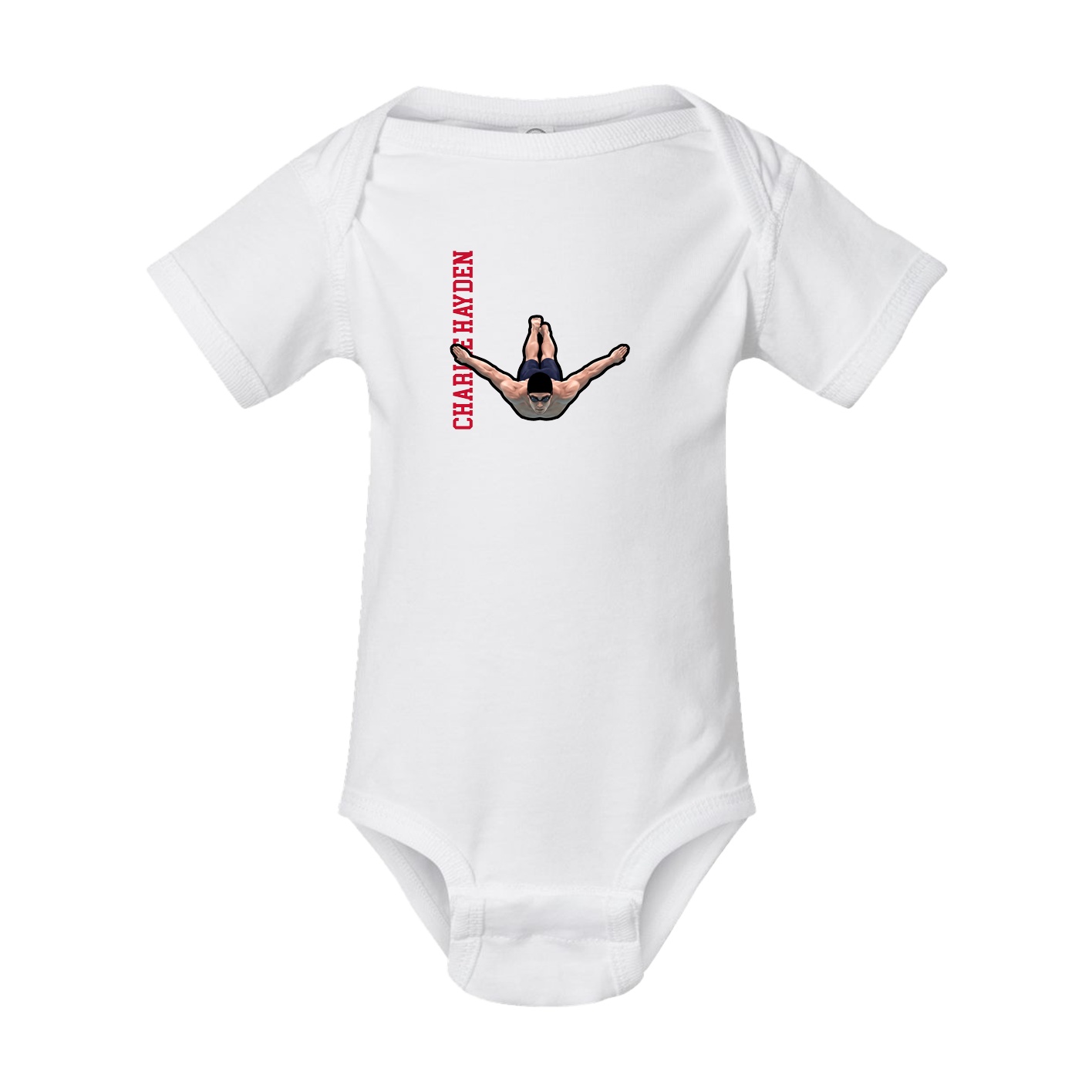 Baby Onesie — Name Vertical in White