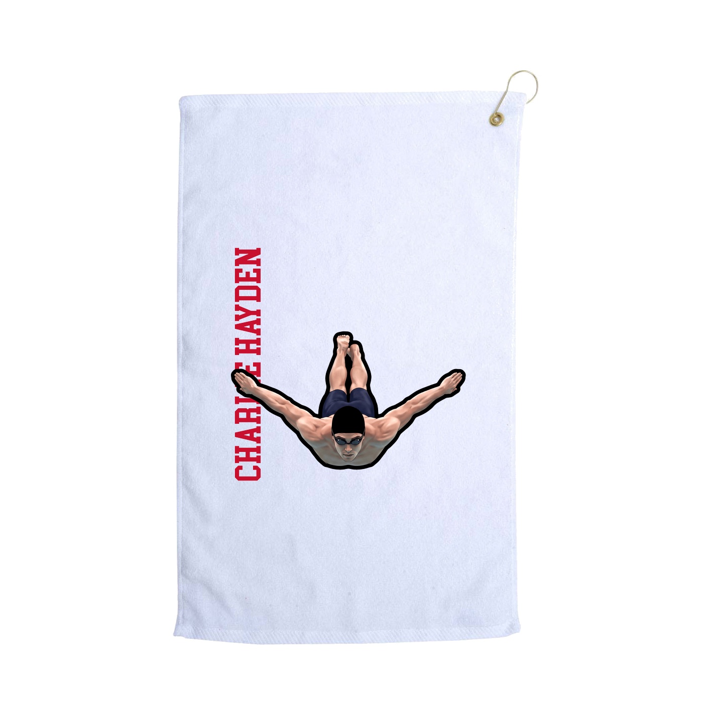Golf Towel — Name Vertical in White