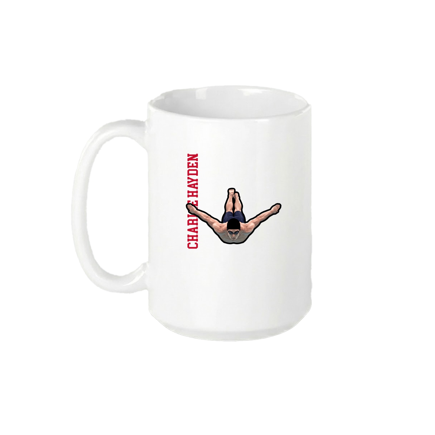 15oz Coffee Mug — Name Vertical in White