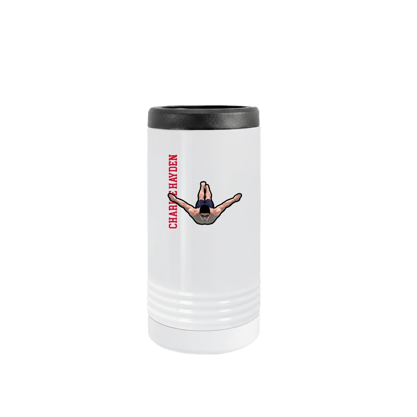 Slim Beverage Holder — Name Vertical in White